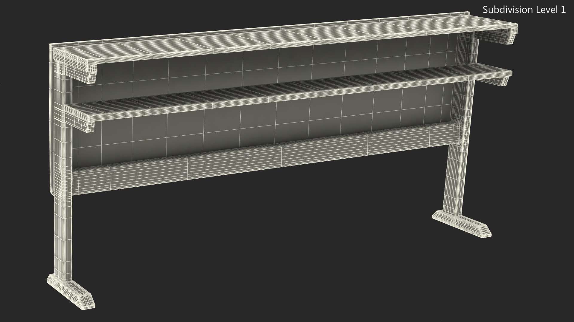 University Seating System Table For Three Seats 3D