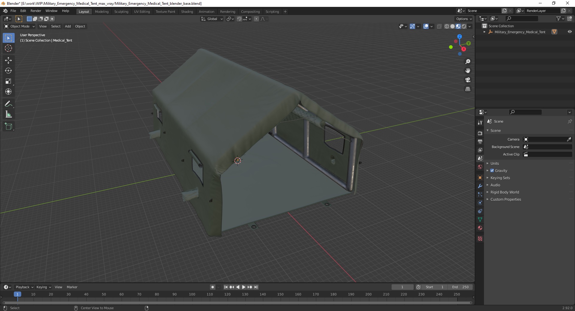 3D Military Emergency Medical Tent