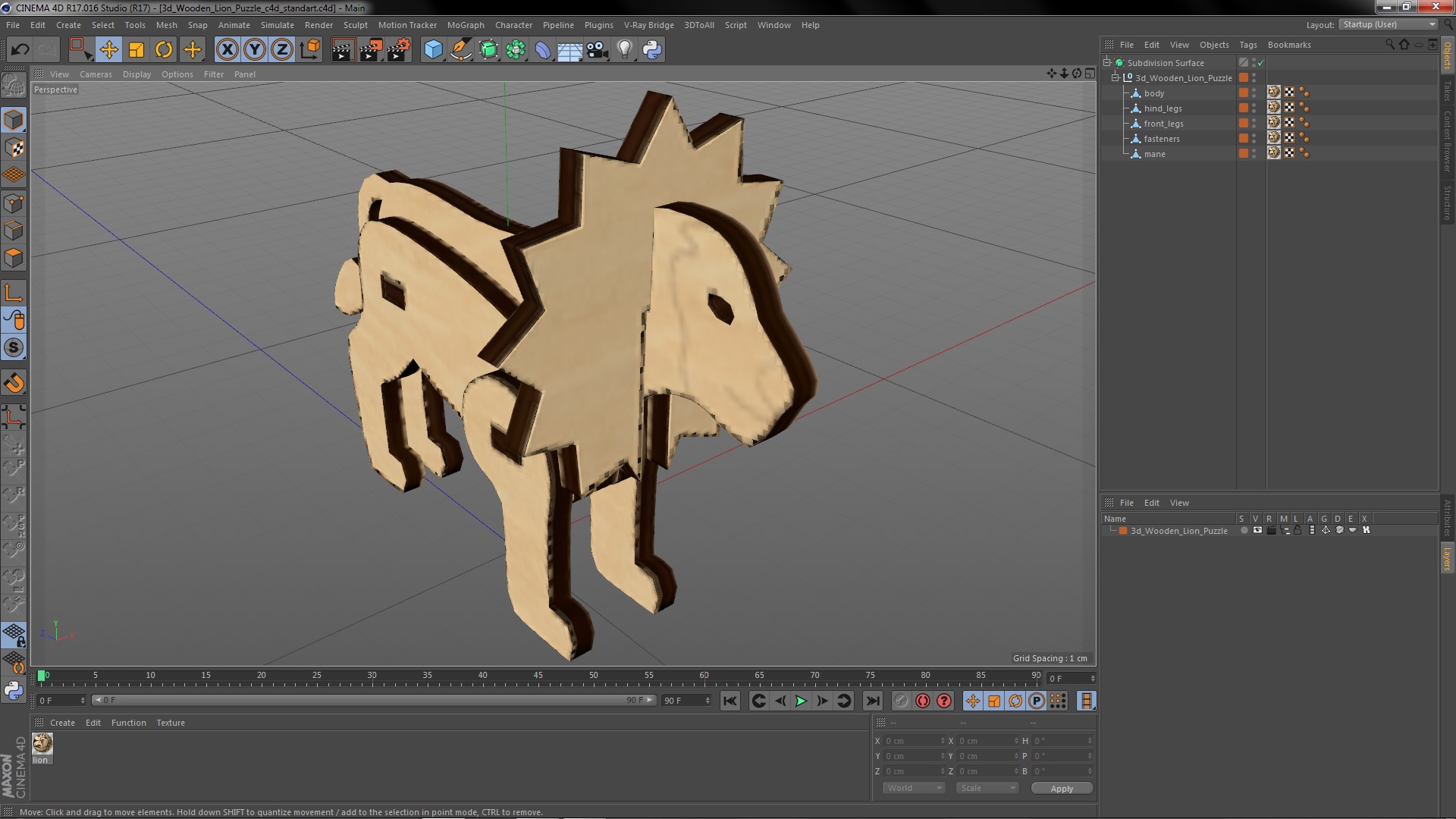 3D 3d Wooden Lion Puzzle
