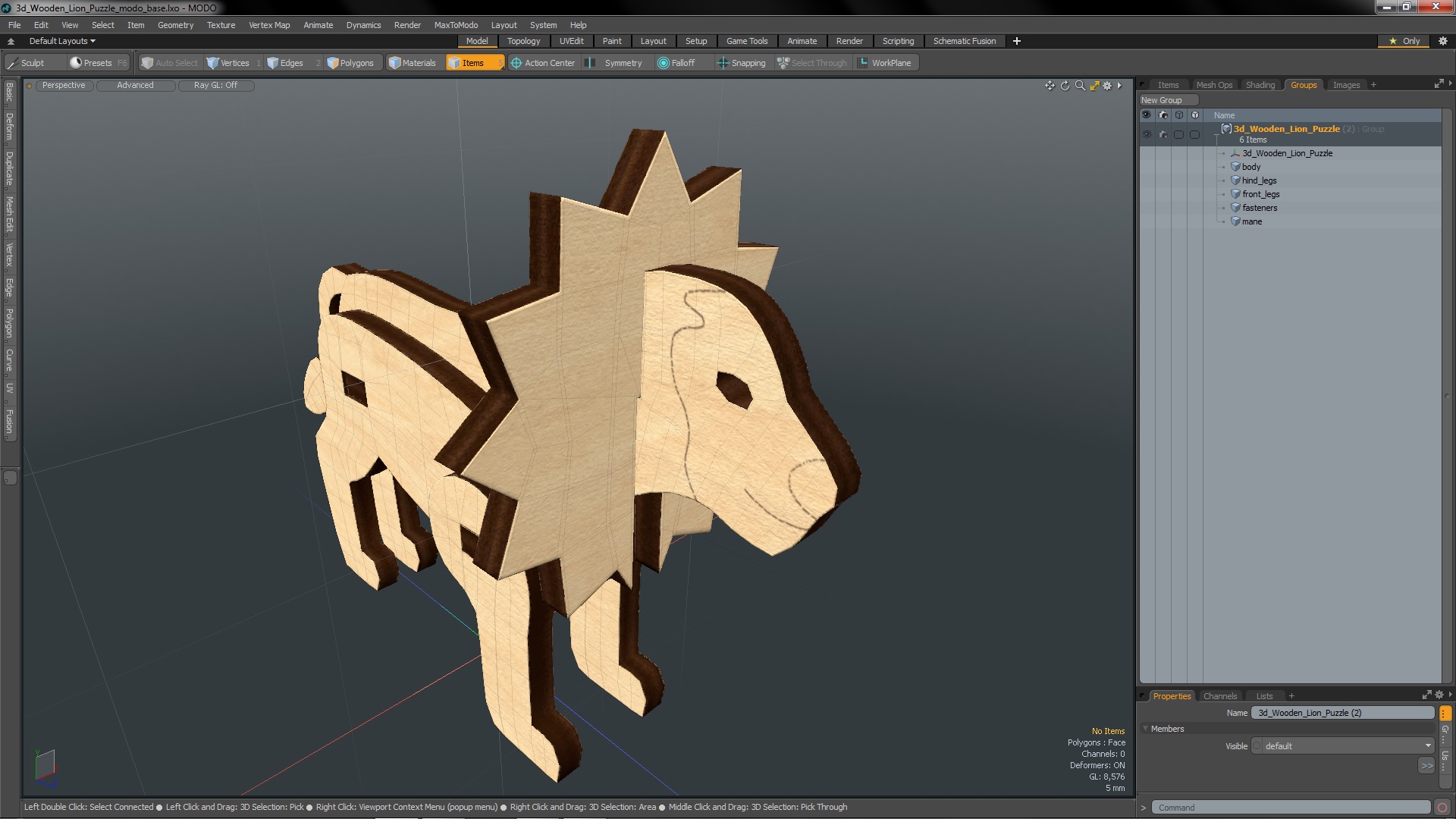 3D 3d Wooden Lion Puzzle