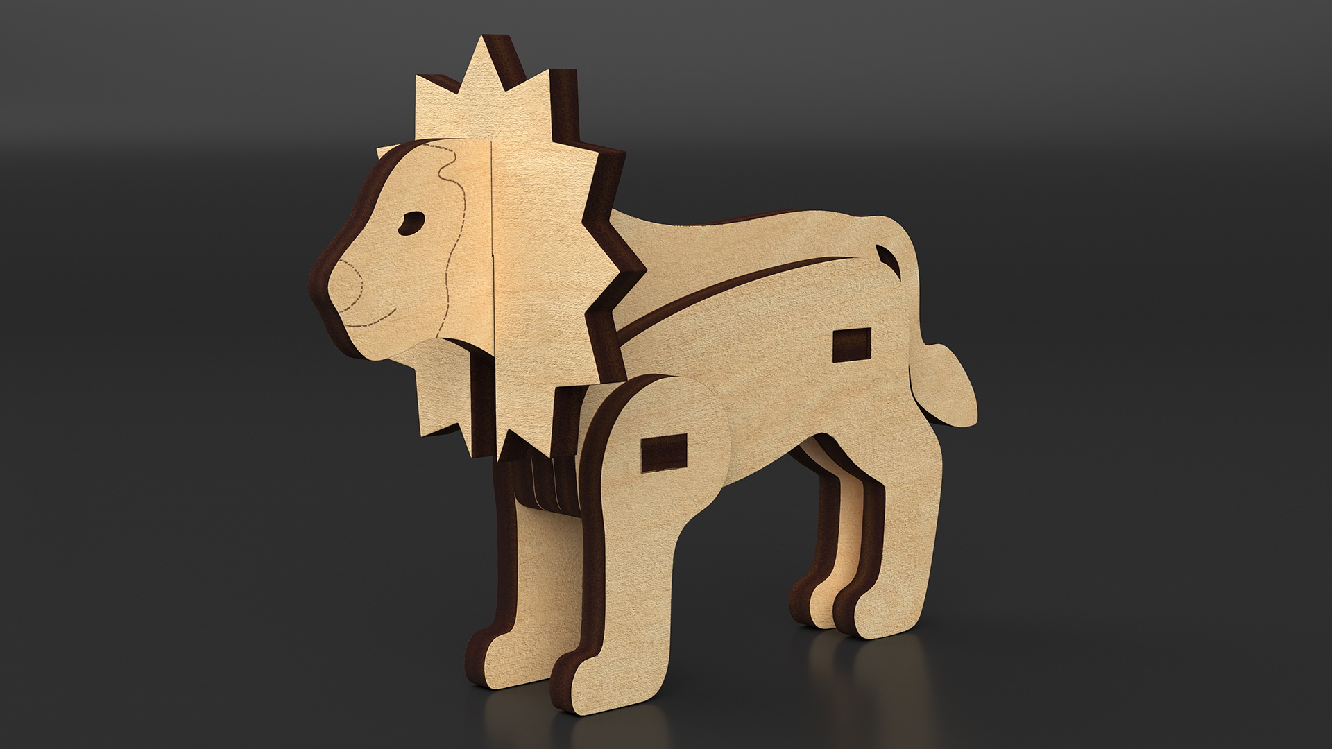 3D 3d Wooden Lion Puzzle