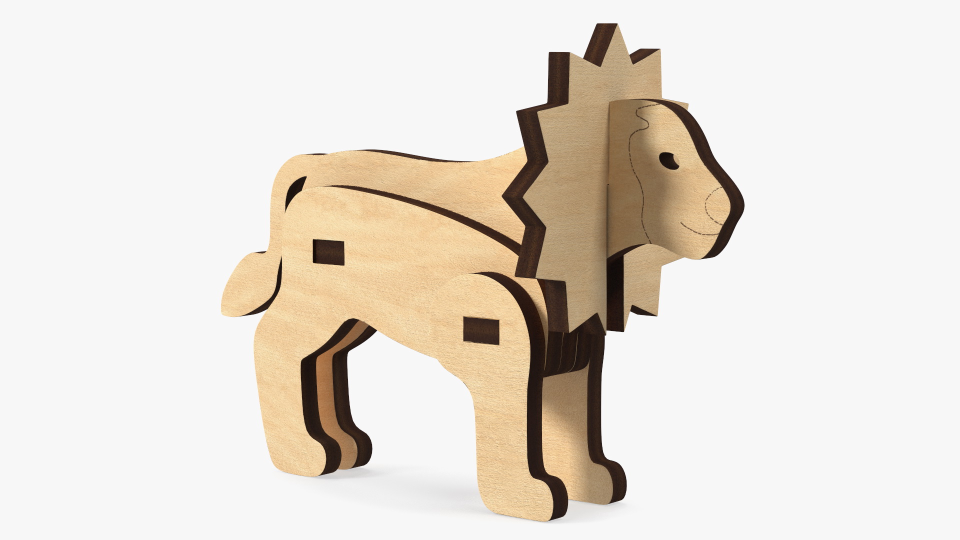 3D 3d Wooden Lion Puzzle
