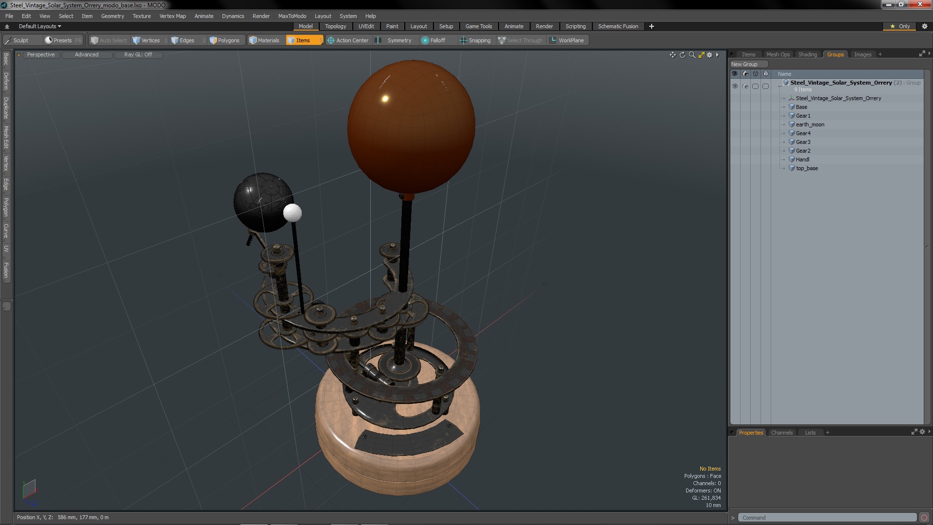 3D Steel Vintage Solar System Orrery model