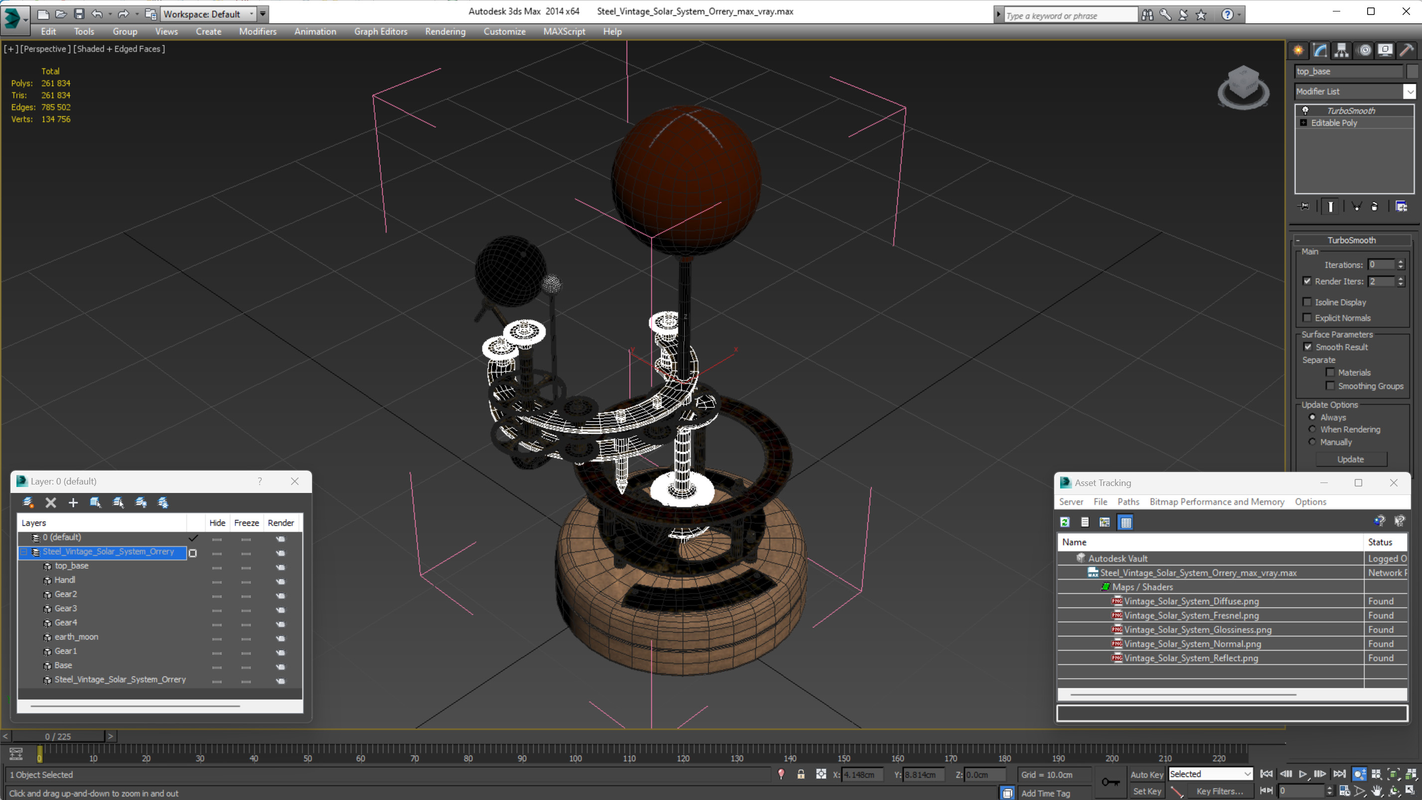 3D Steel Vintage Solar System Orrery model