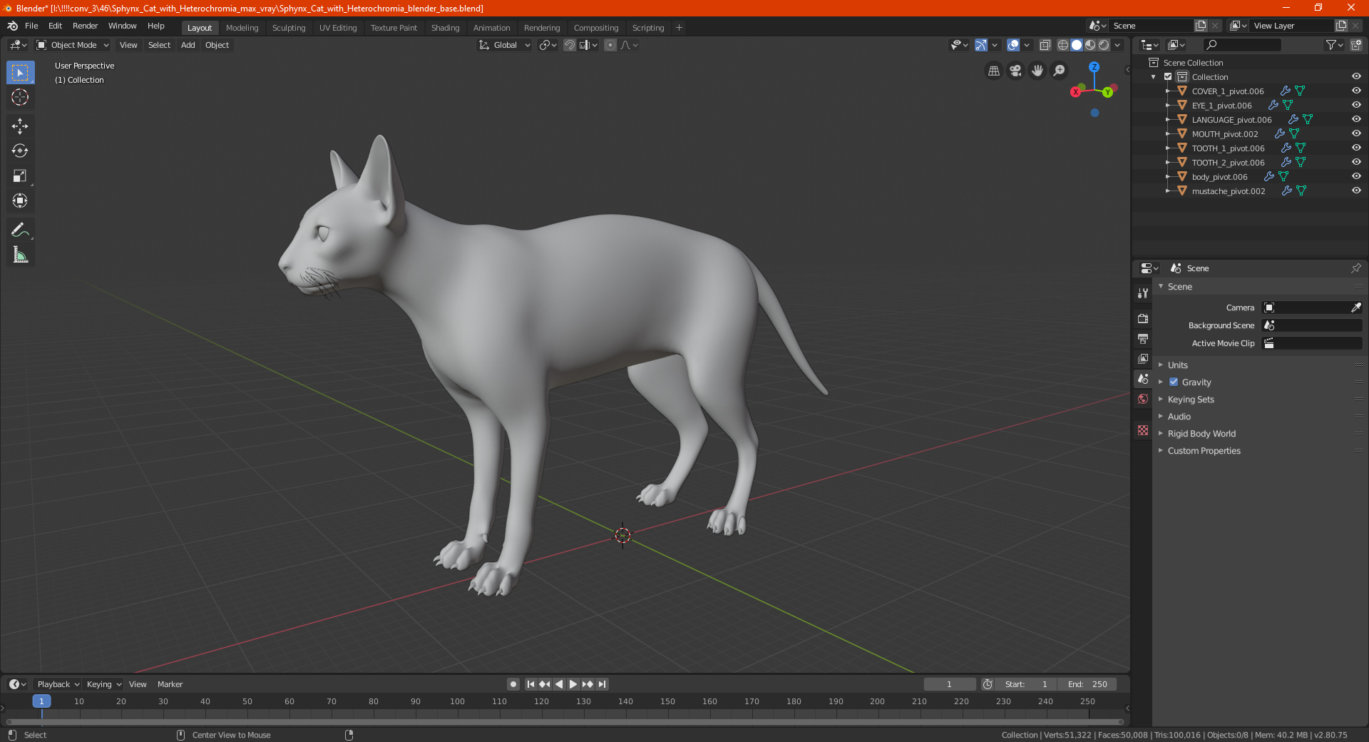 Sphynx Cat with Heterochromia 3D model
