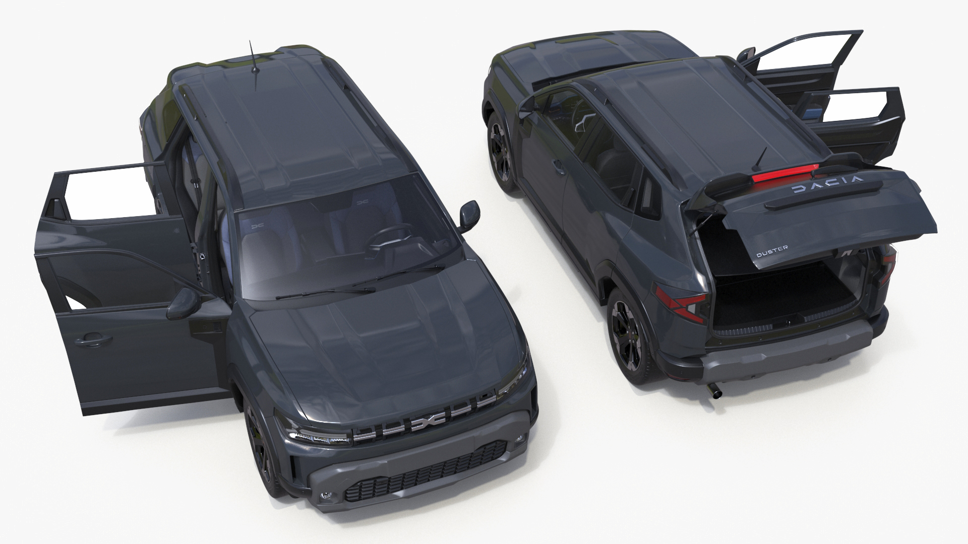 Dacia Duster 2024 Crossover Gray Rigged 3D model