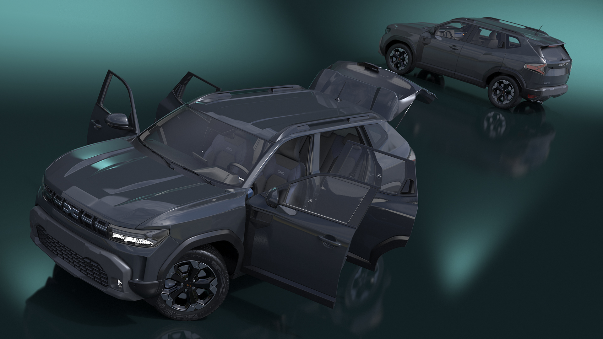 Dacia Duster 2024 Crossover Gray Rigged 3D model
