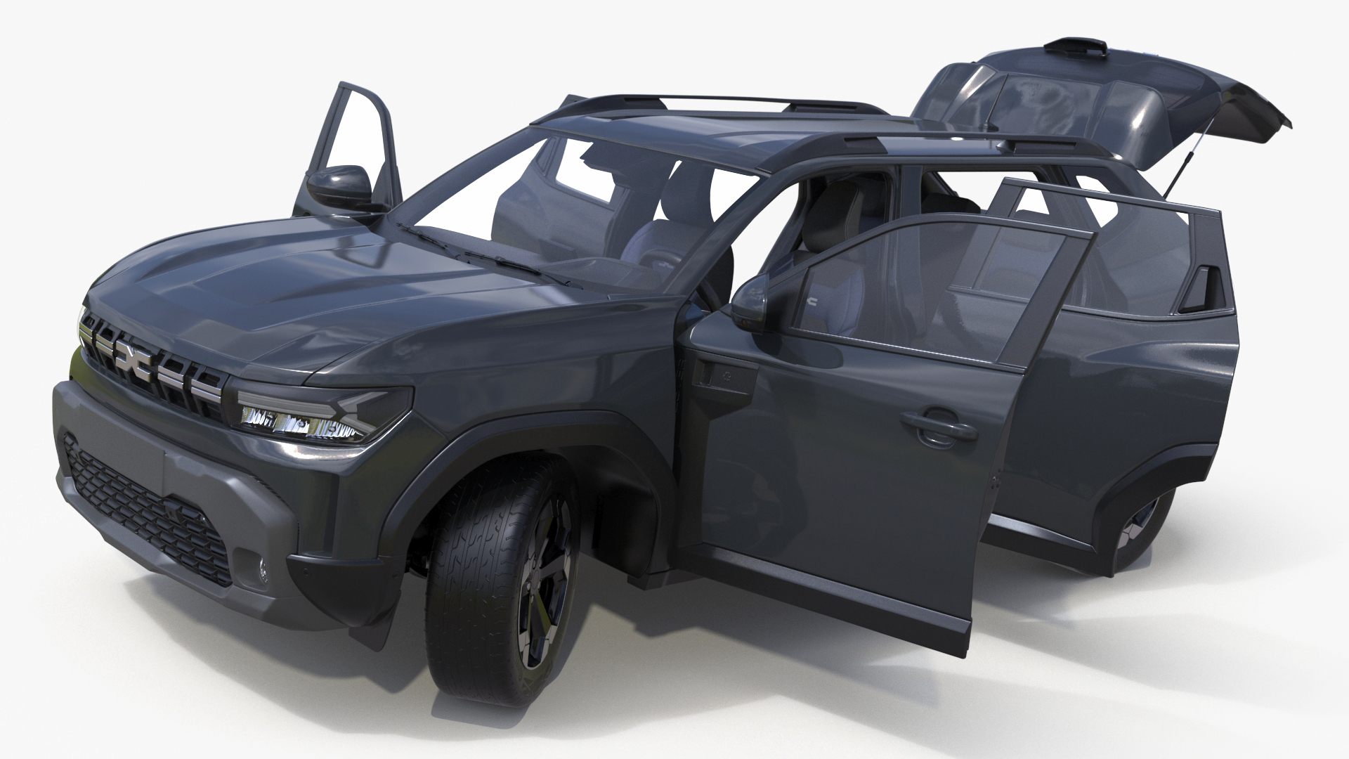 Dacia Duster 2024 Crossover Gray Rigged 3D model