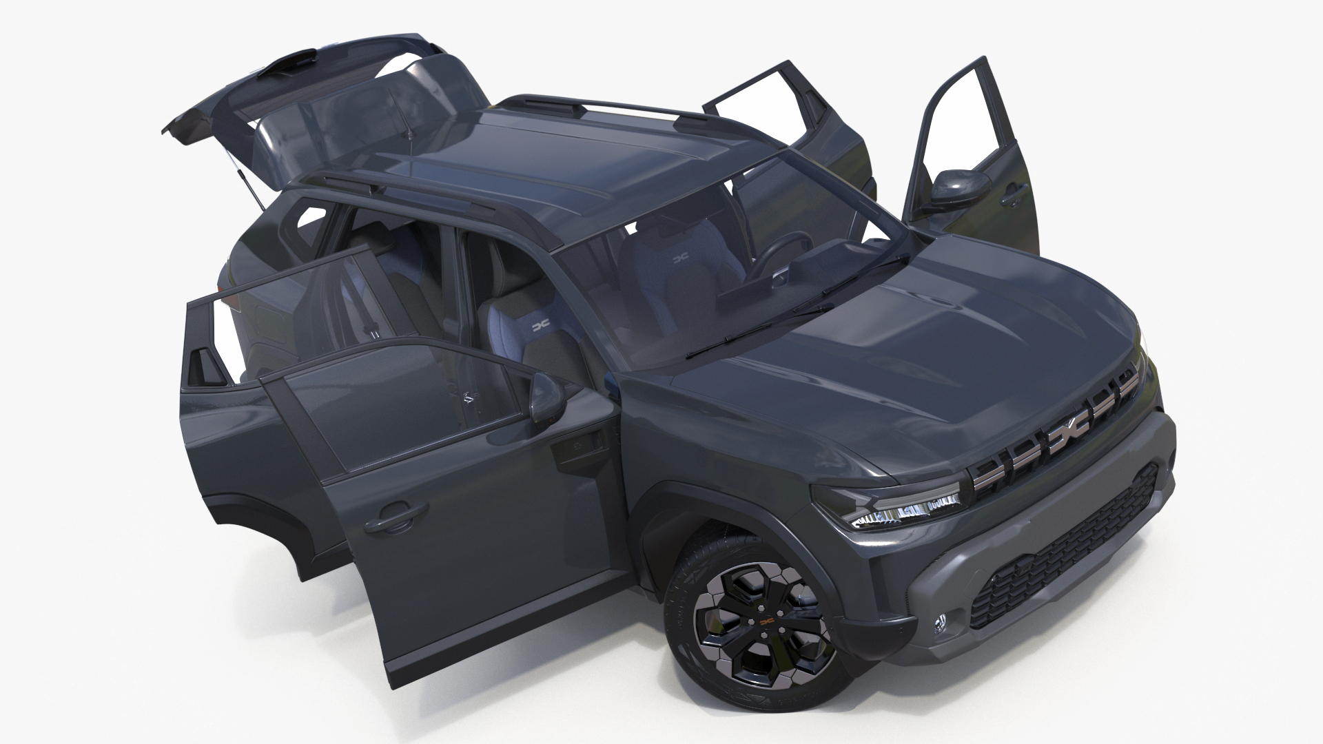 Dacia Duster 2024 Crossover Gray Rigged 3D model