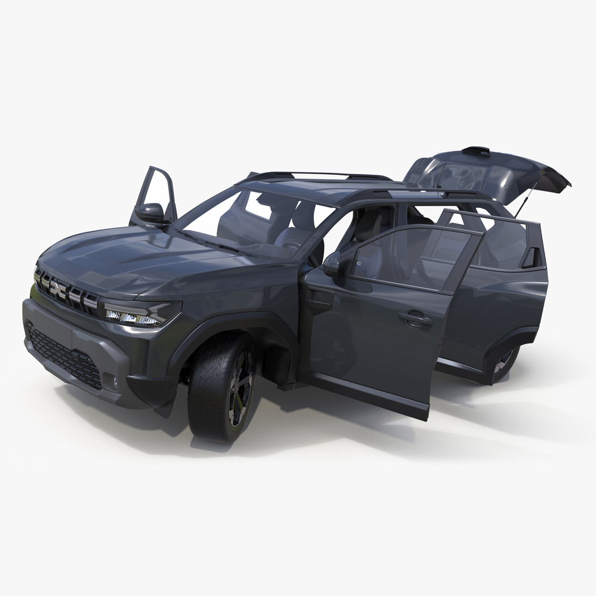 Dacia Duster 2024 Crossover Gray Rigged 3D model