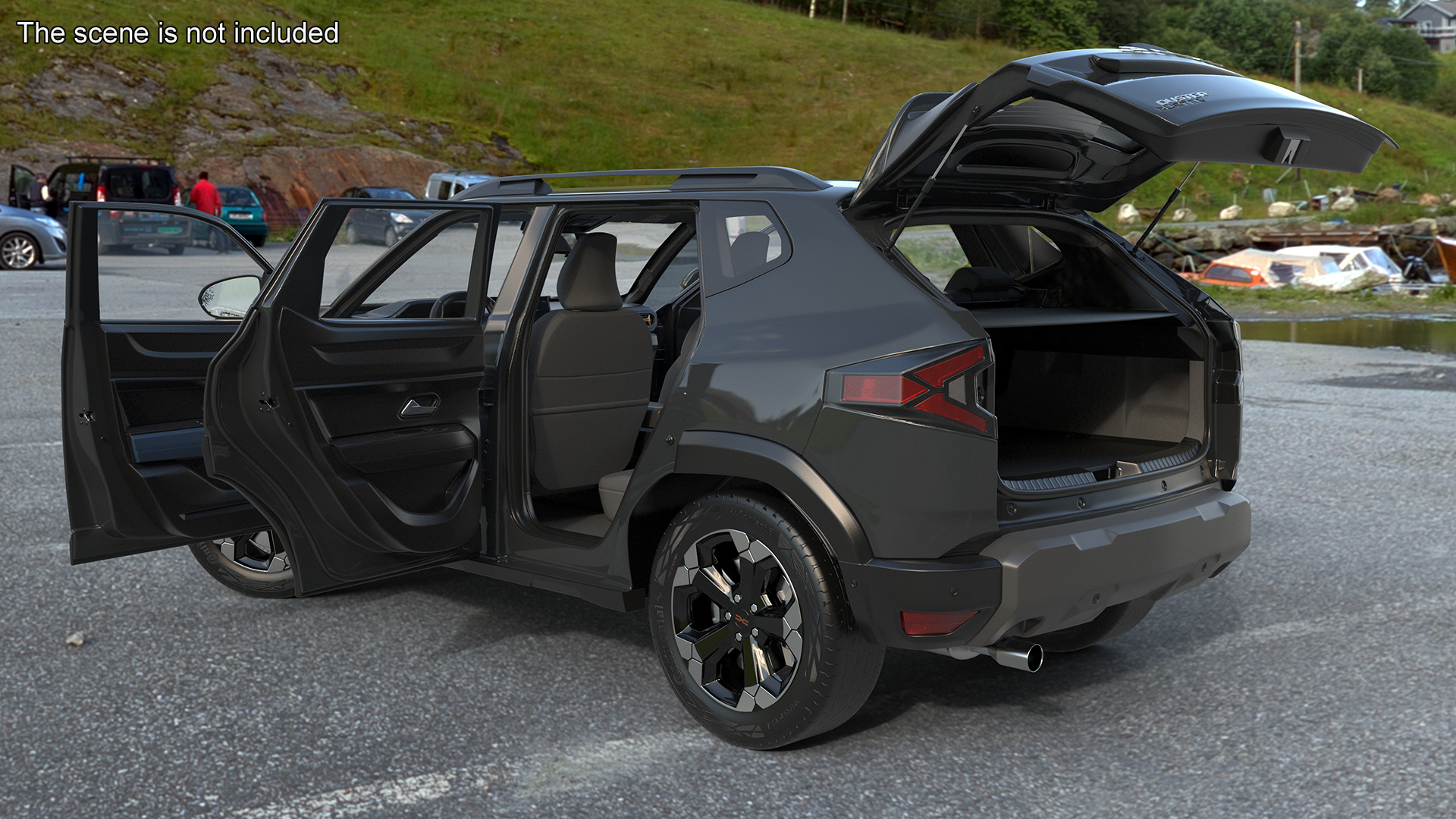 Dacia Duster 2024 Crossover Gray Rigged 3D model