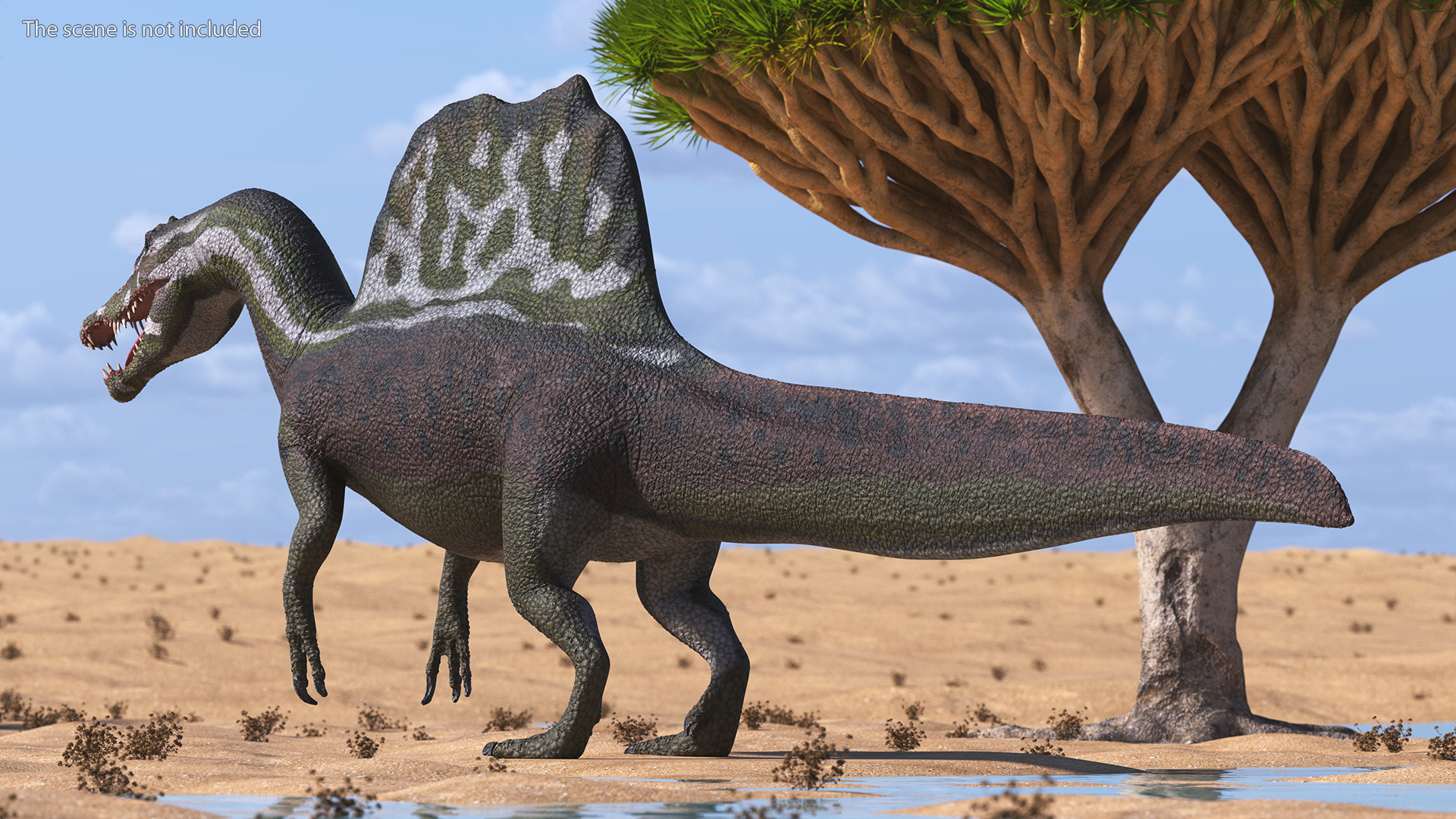 Spinosaurus Dinosaur Green Basic Pose 3D