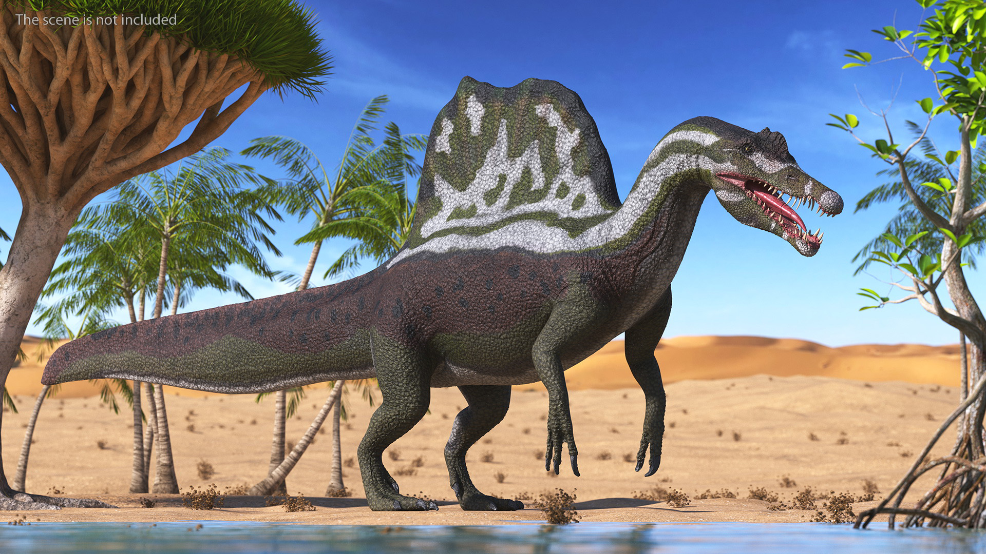 Spinosaurus Dinosaur Green Basic Pose 3D