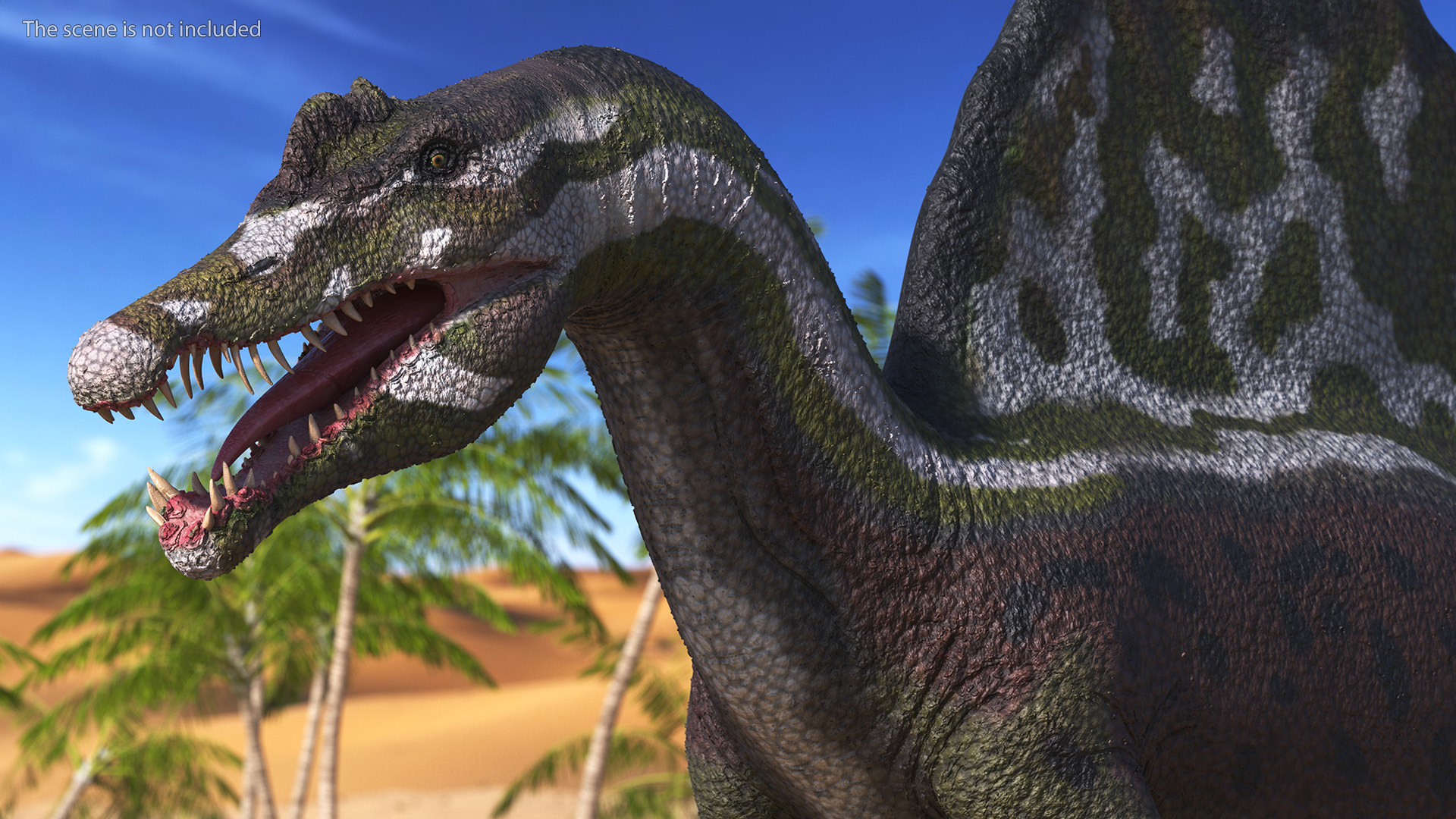 Spinosaurus Dinosaur Green Basic Pose 3D