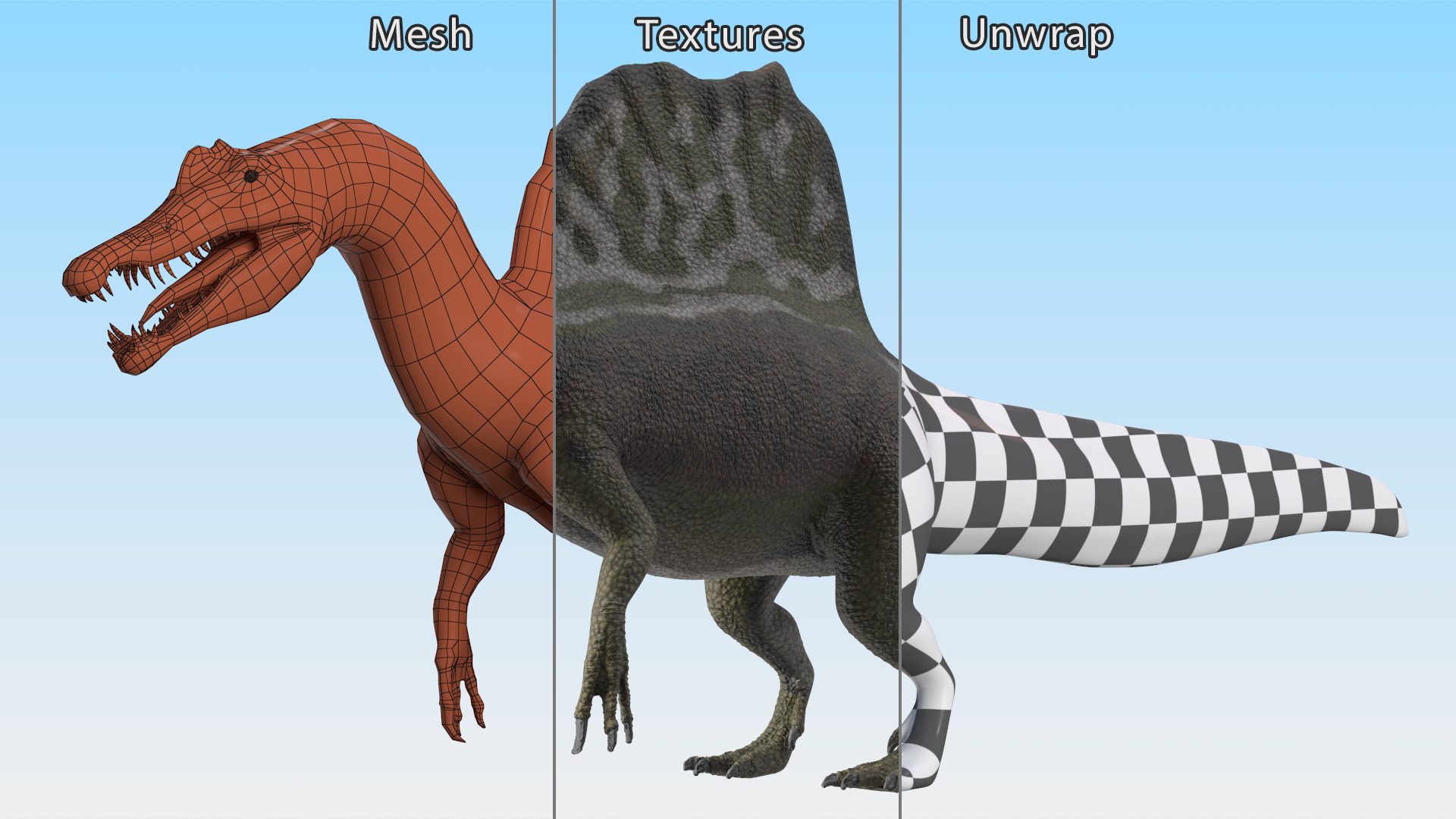 Spinosaurus Dinosaur Green Basic Pose 3D