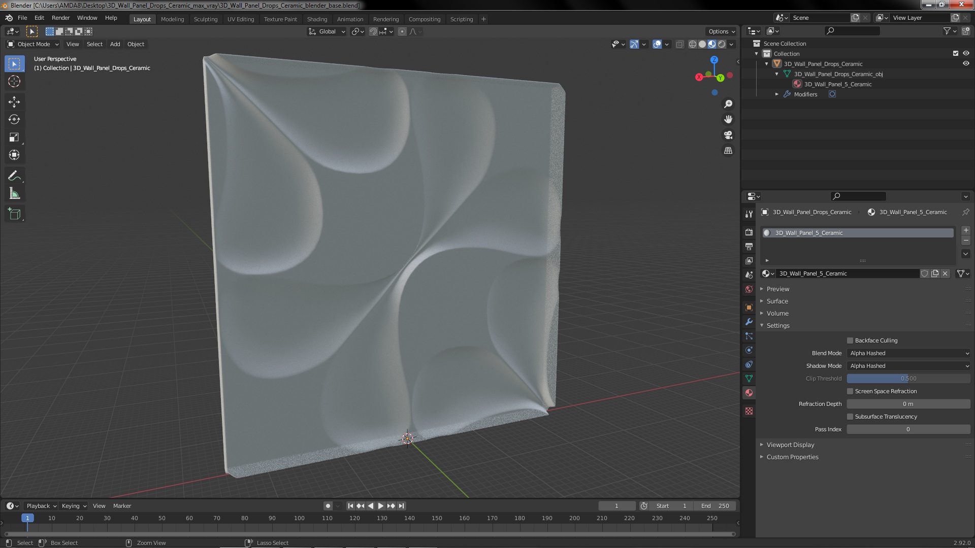 3D Wall Panel Drops Ceramic 3D