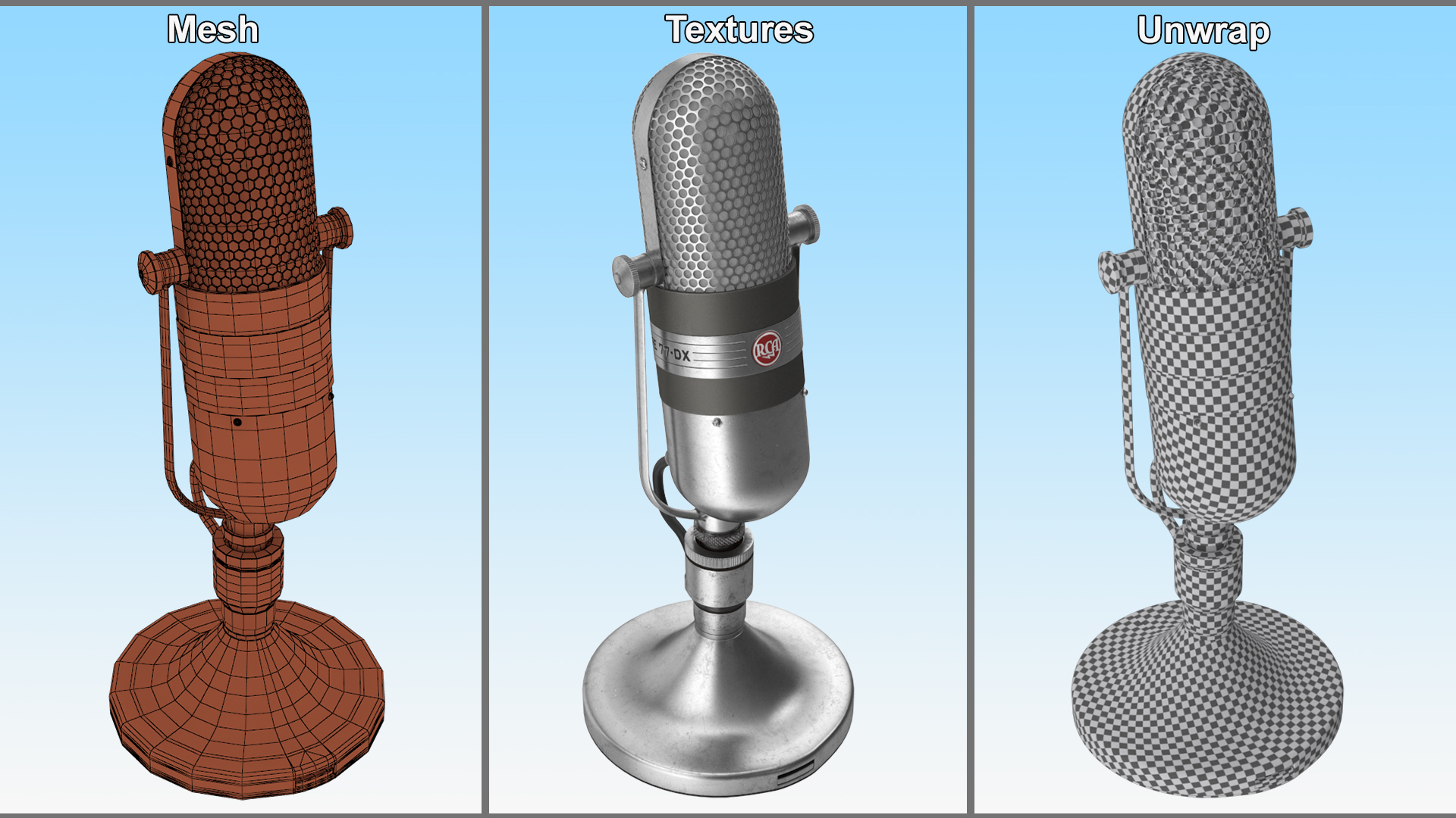 3D model Vintage Capsule Microphone RCA 77-D