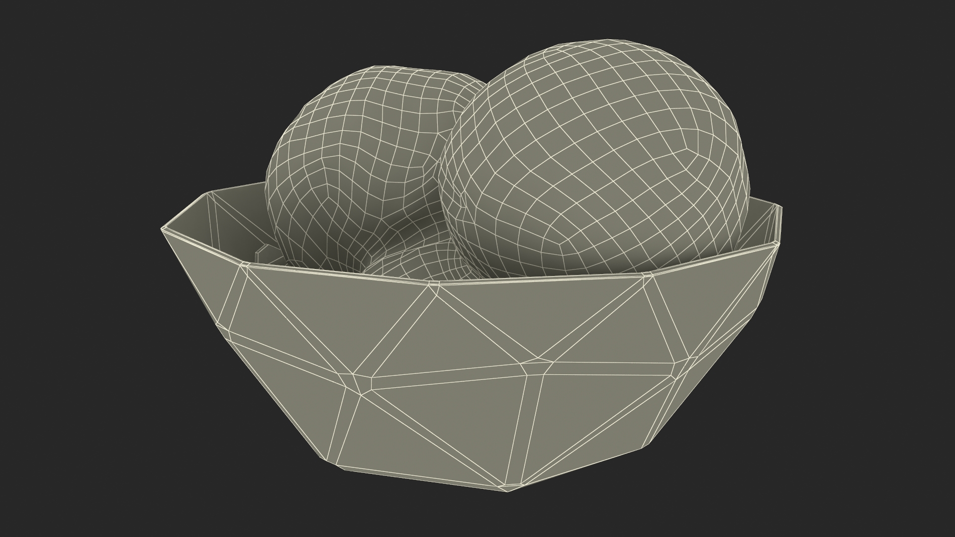 Ice Cream Chocolate Balls in Glass Bowl 3D model