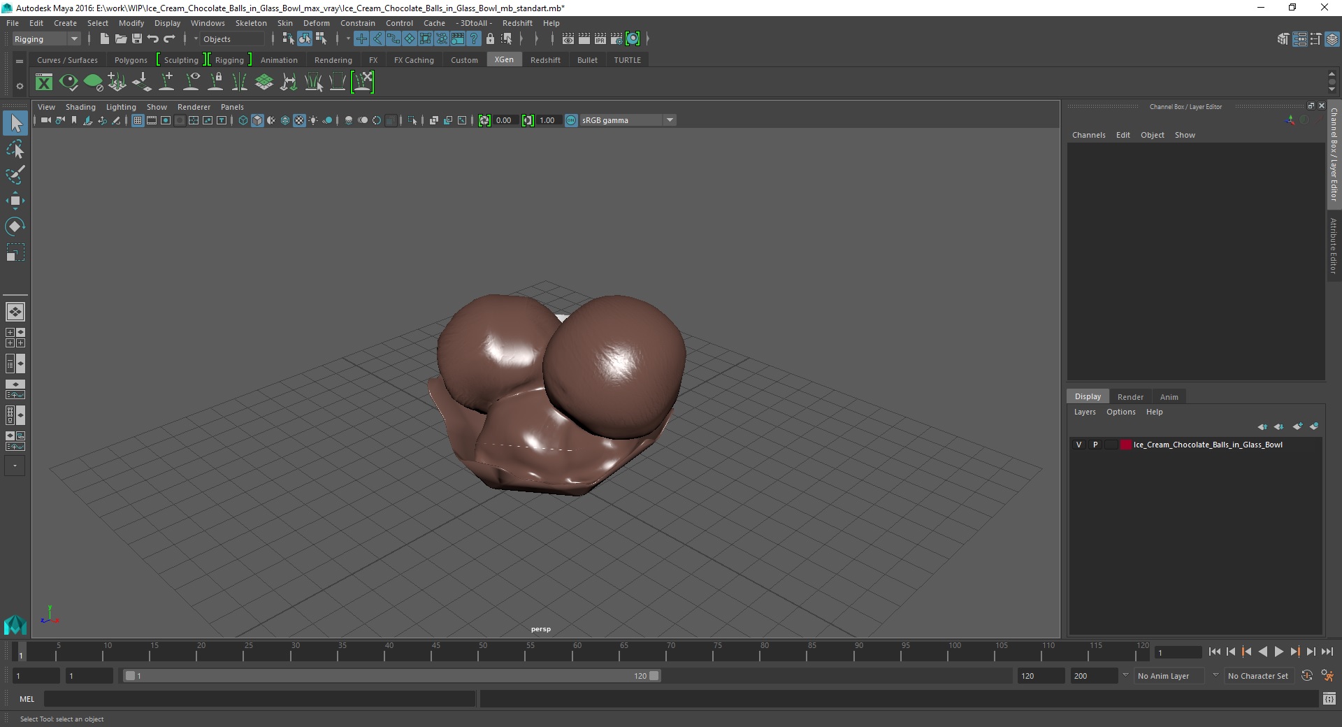 Ice Cream Chocolate Balls in Glass Bowl 3D model