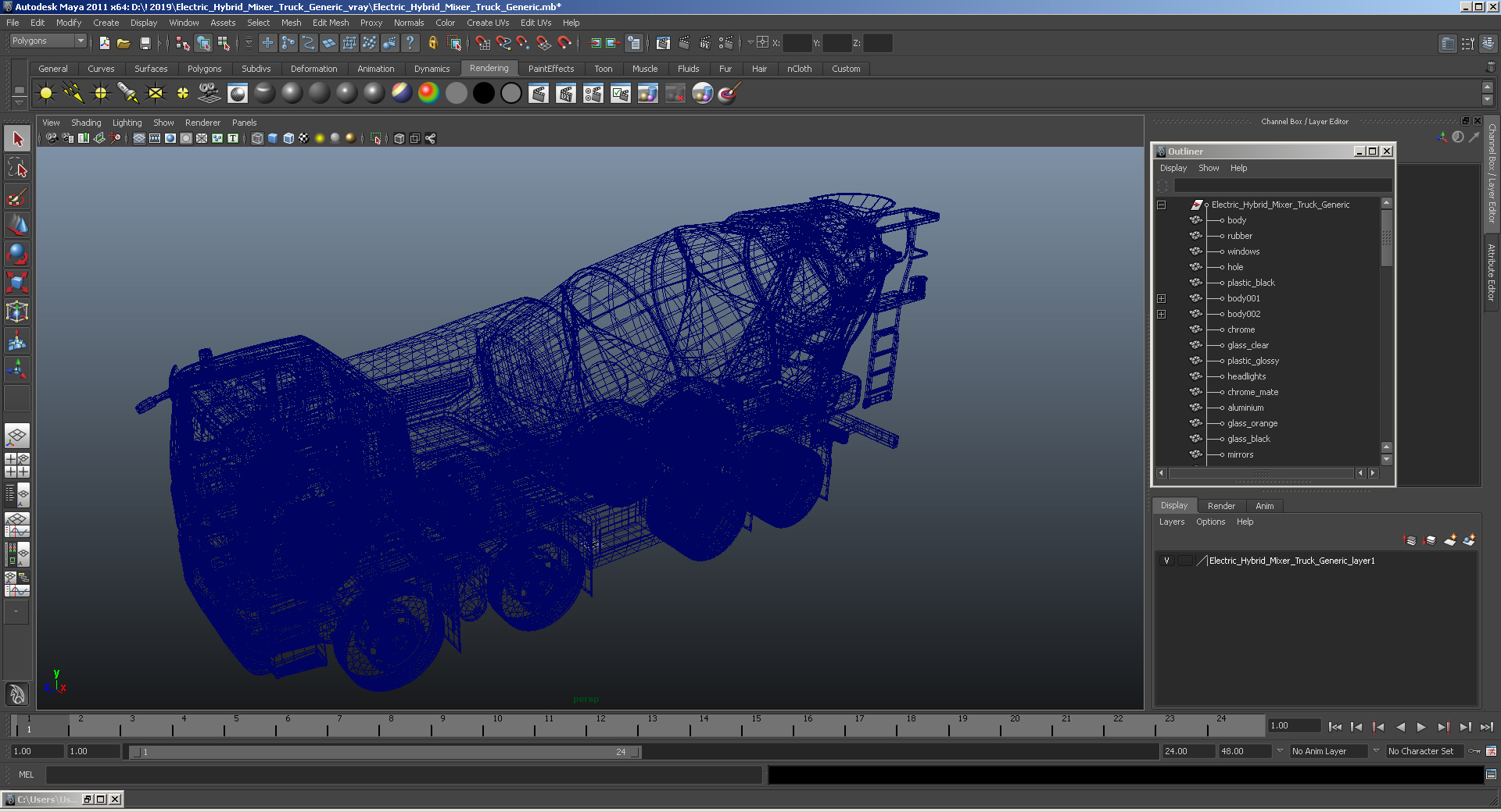 3D model Electric Hybrid Mixer Truck Generic