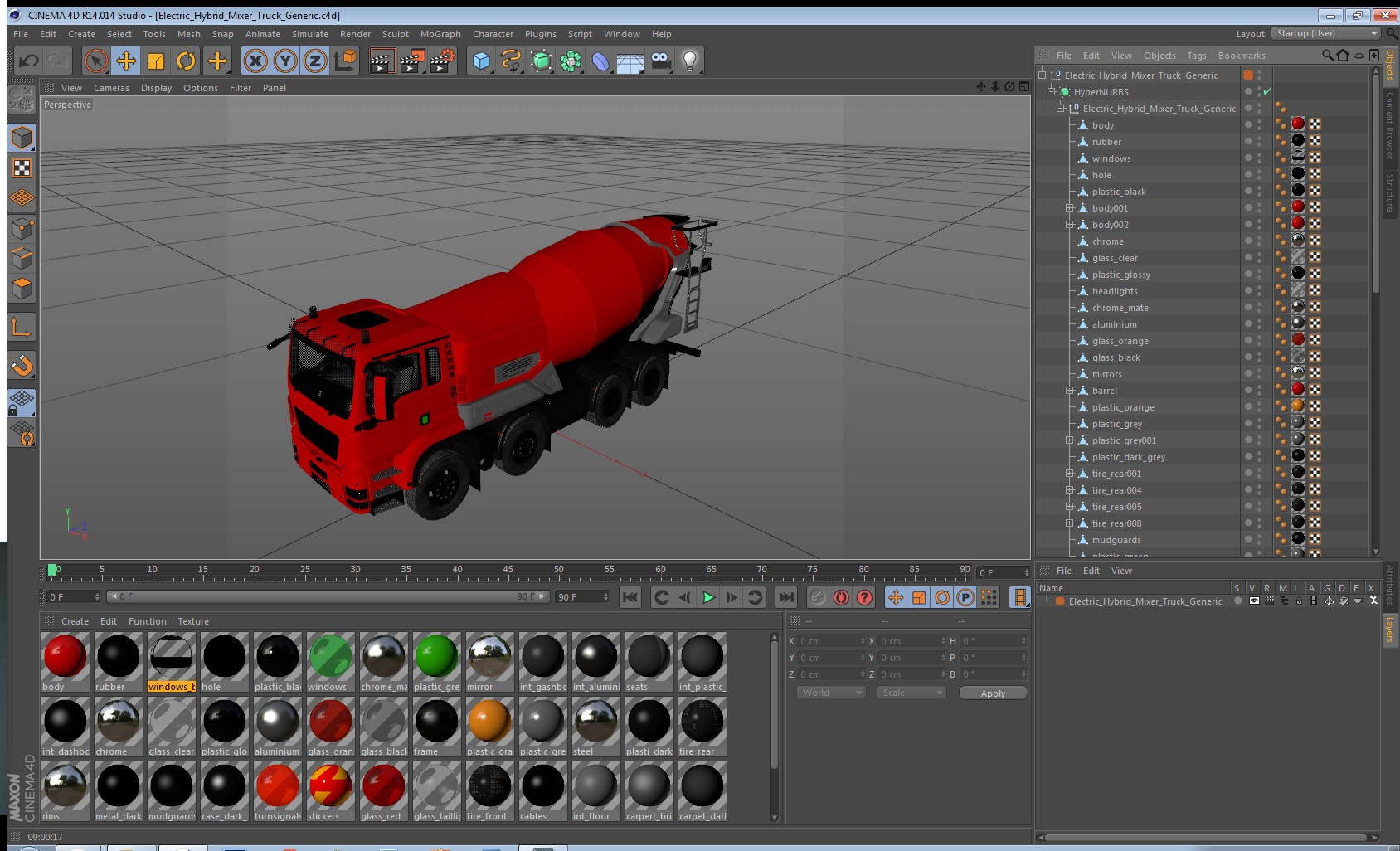 3D model Electric Hybrid Mixer Truck Generic