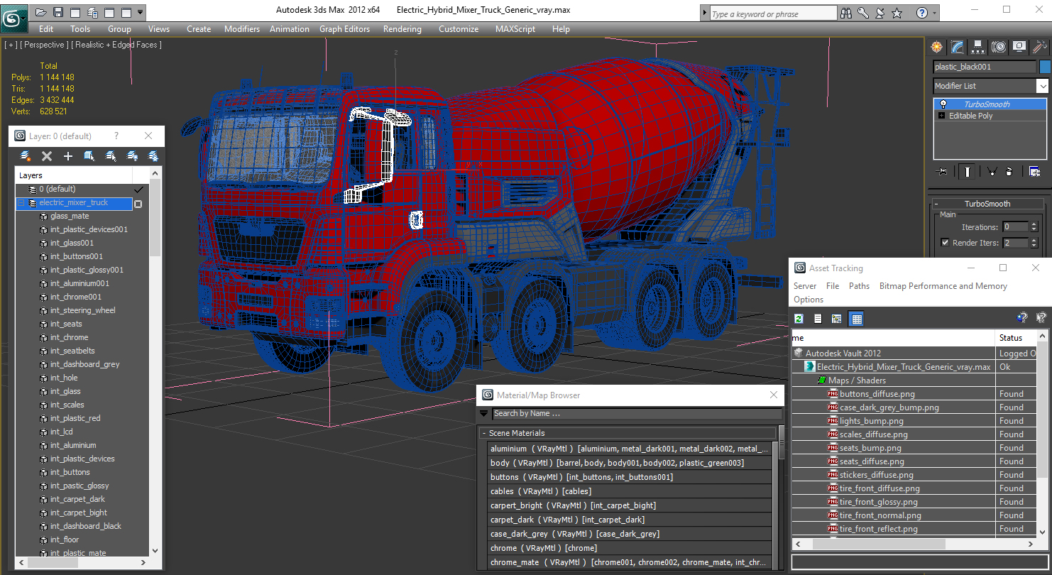 3D model Electric Hybrid Mixer Truck Generic