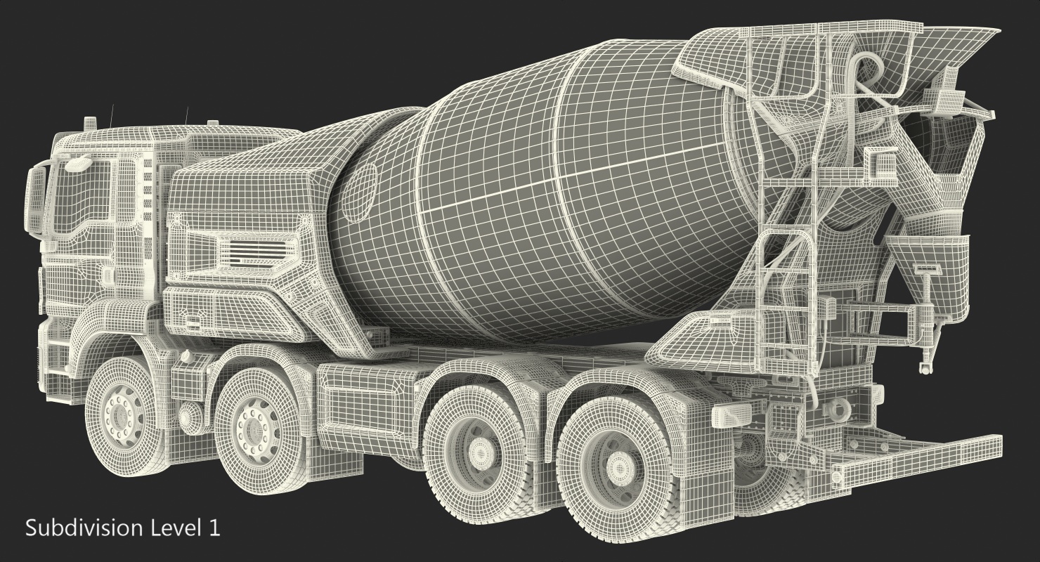 3D model Electric Hybrid Mixer Truck Generic