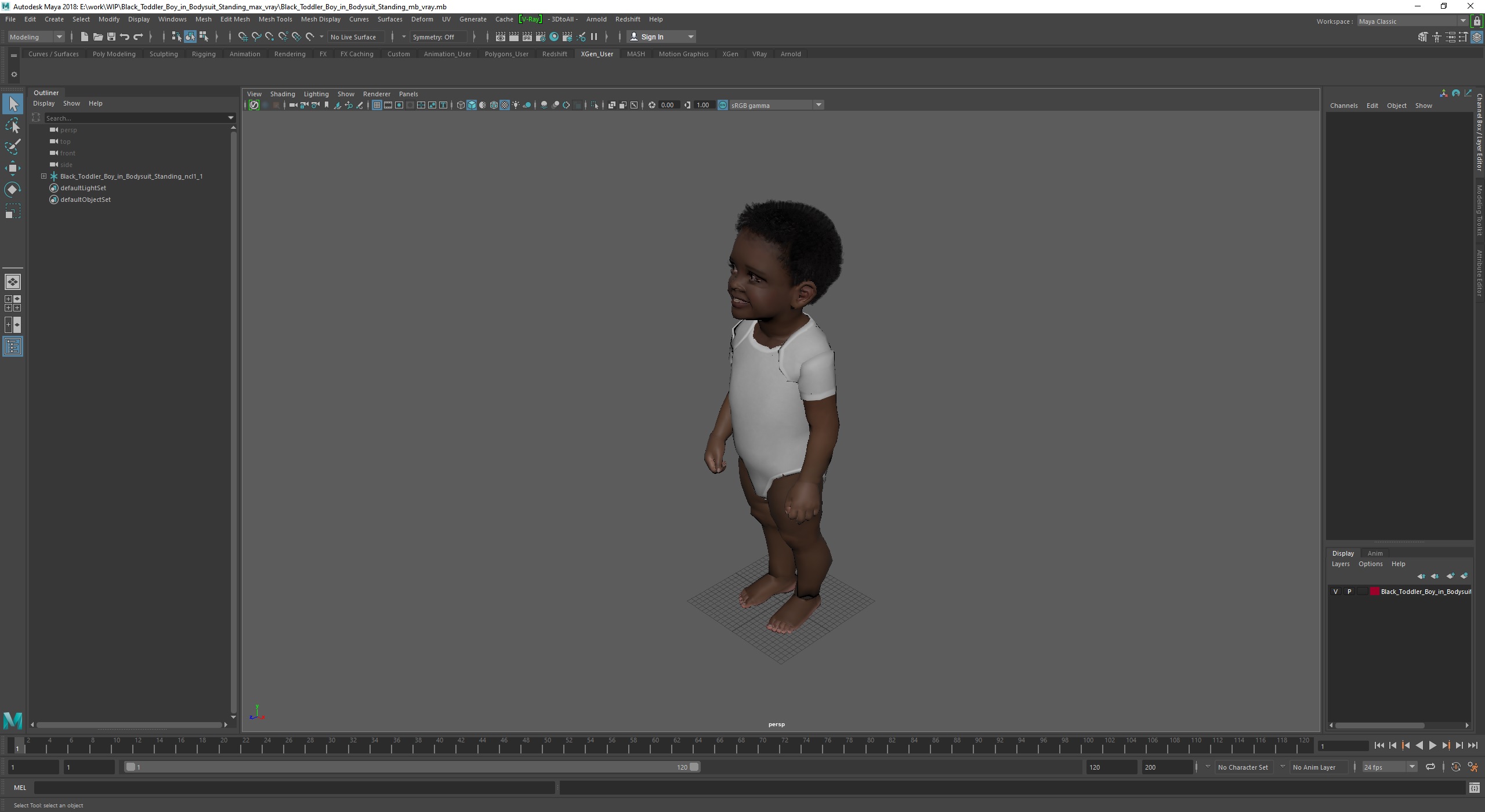 3D Black Toddler Boy in Bodysuit Standing model