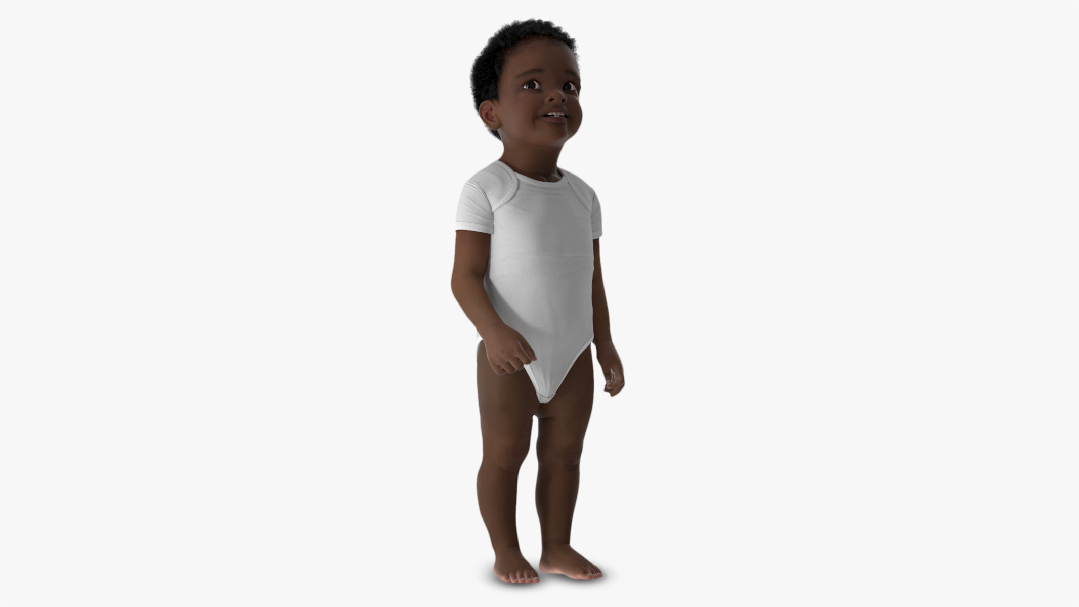 3D Black Toddler Boy in Bodysuit Standing model