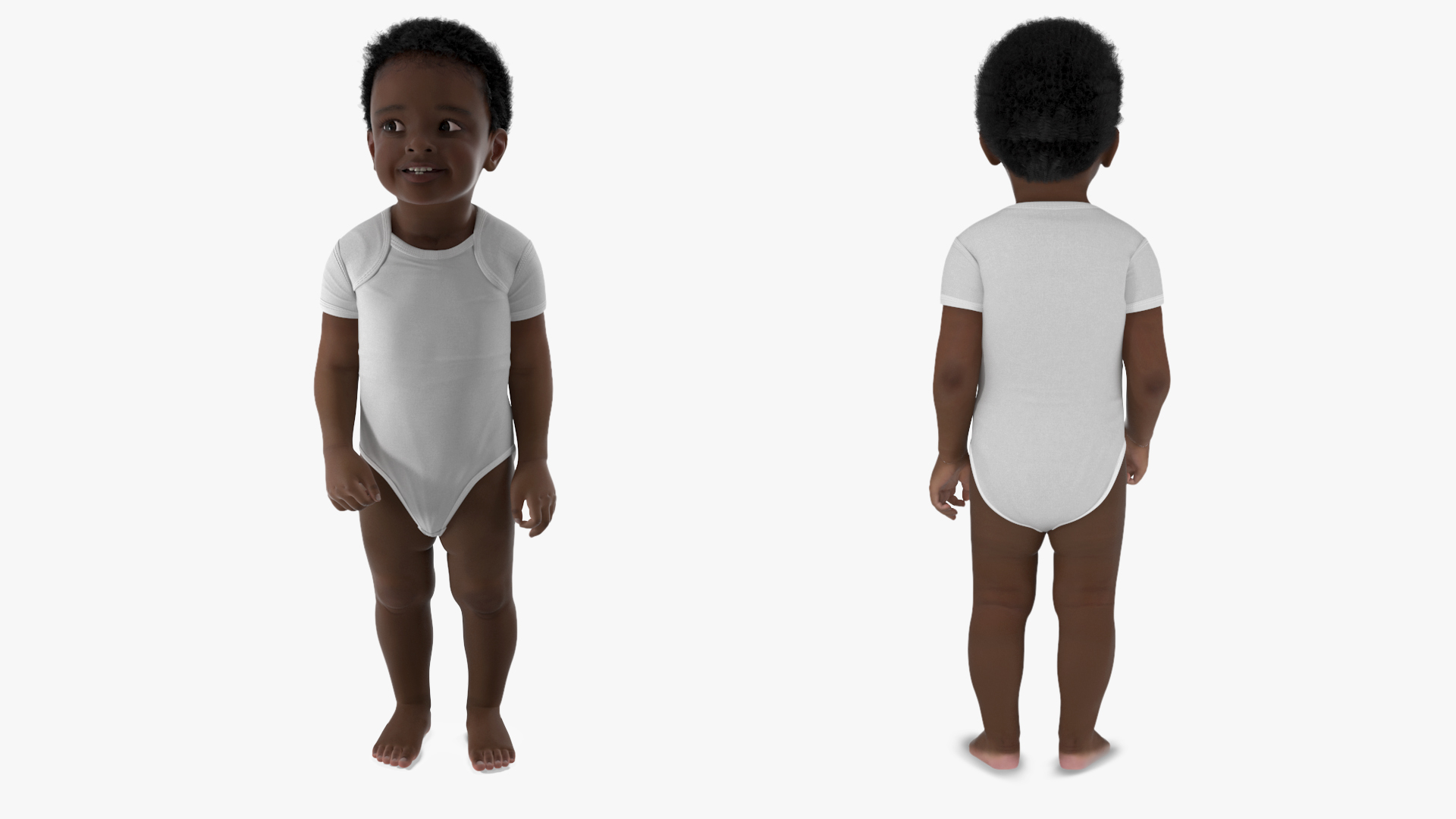 3D Black Toddler Boy in Bodysuit Standing model