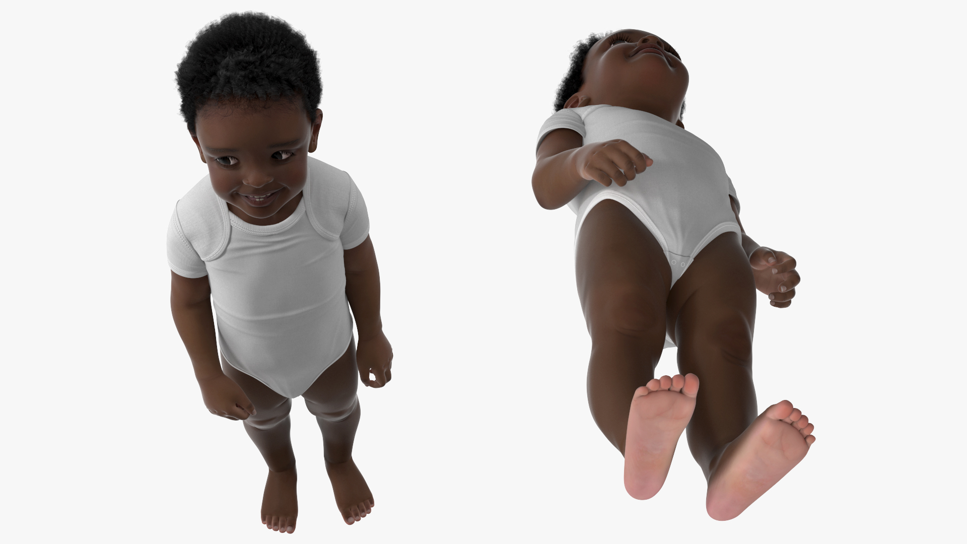3D Black Toddler Boy in Bodysuit Standing model