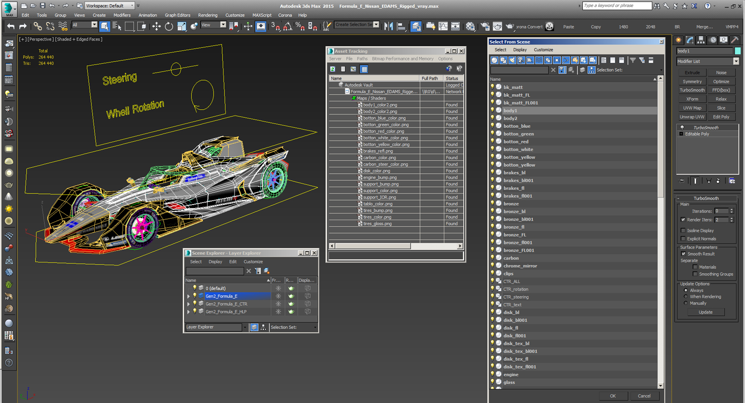 Formula E Nissan EDAMS Rigged 3D model