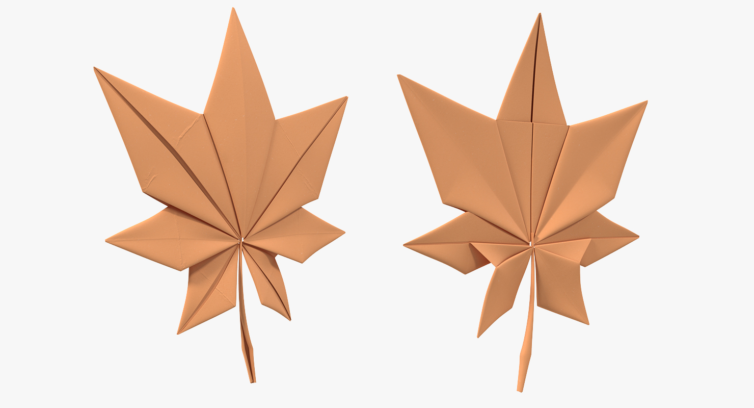 3D Autumn Paper Origami Maple Leaf