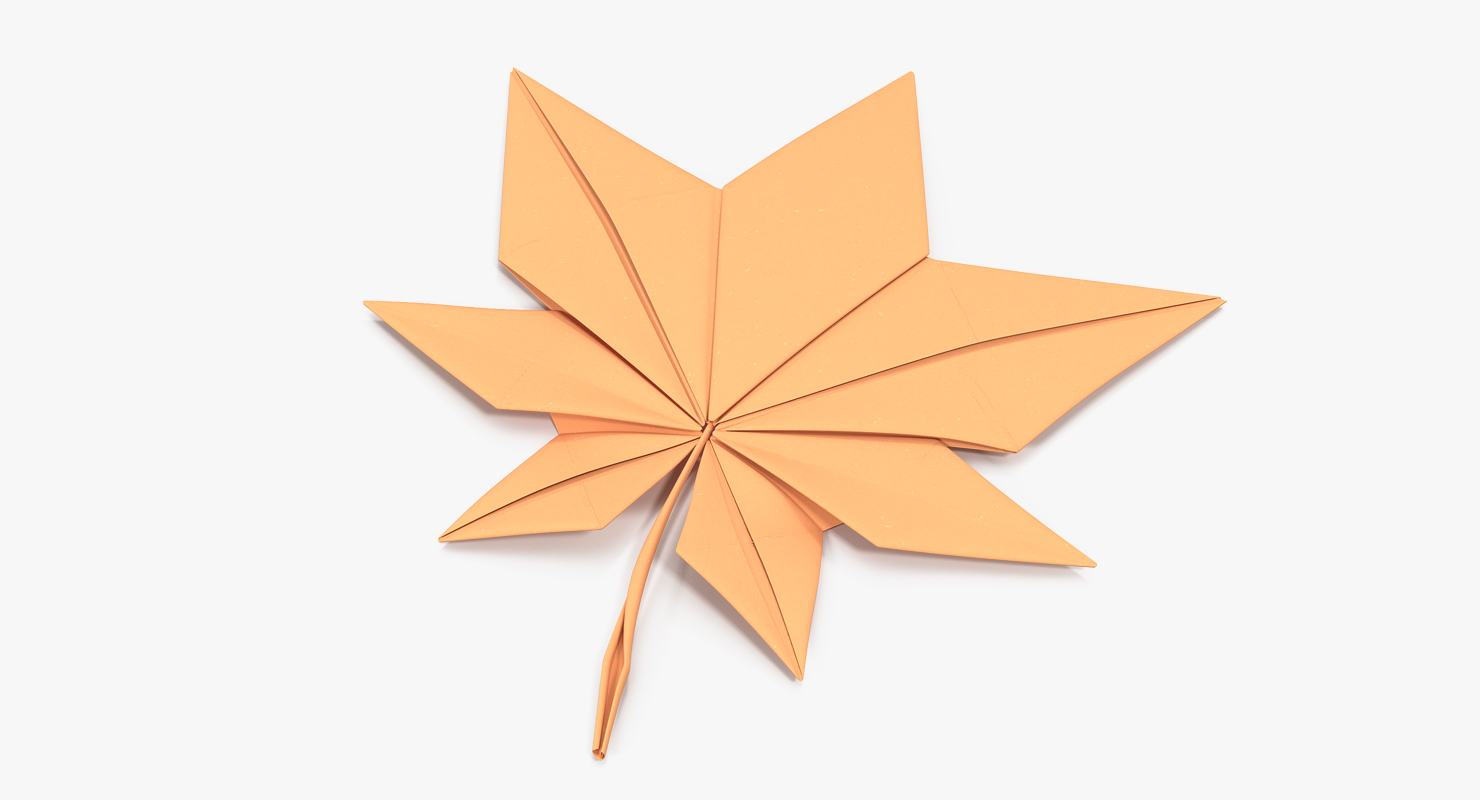 3D Autumn Paper Origami Maple Leaf