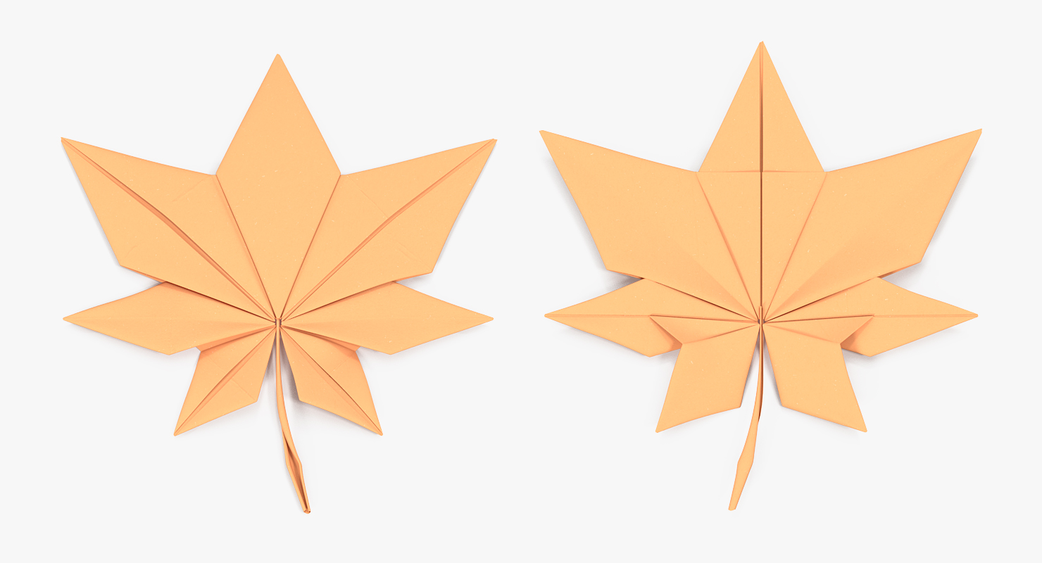 3D Autumn Paper Origami Maple Leaf