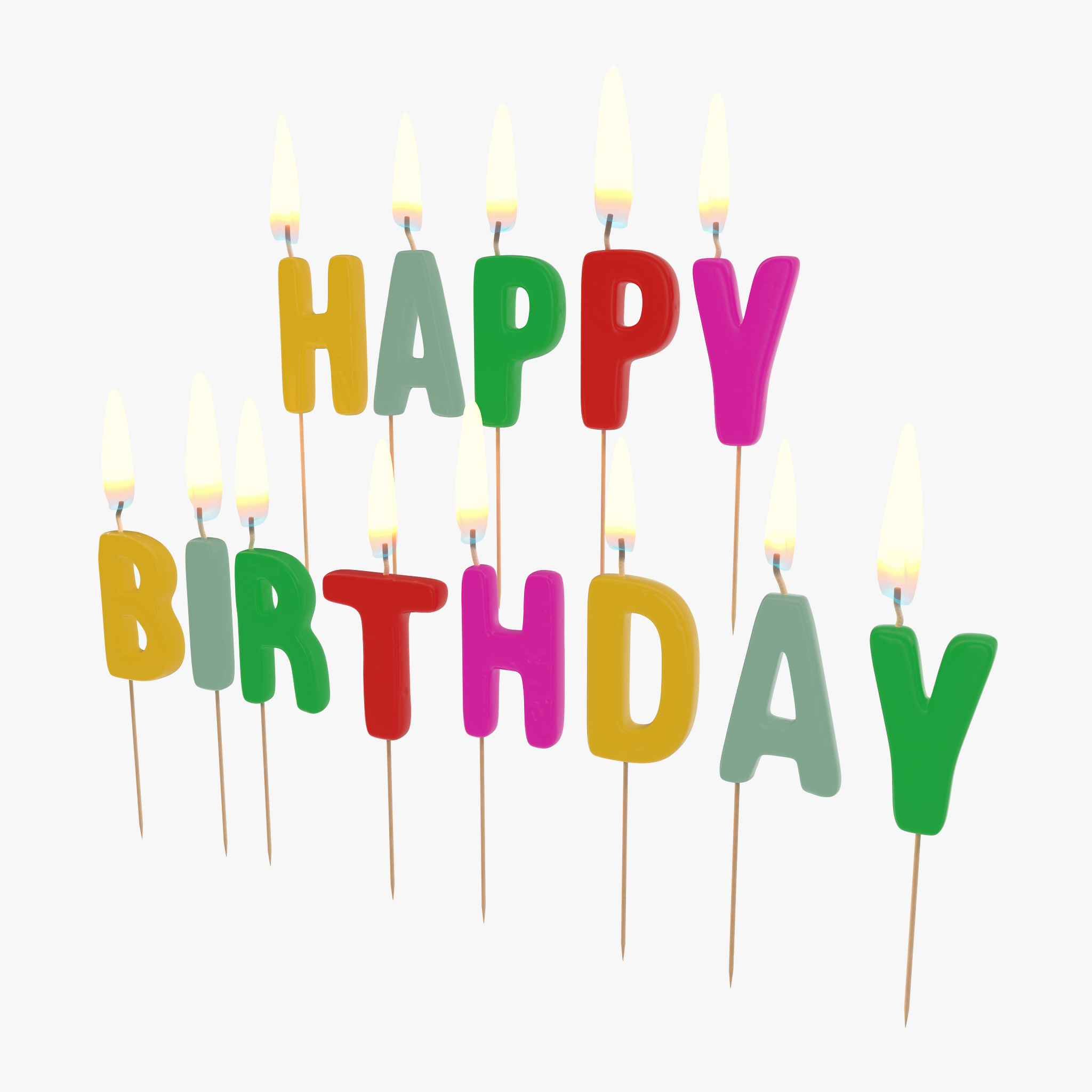Happy Birthday Candles with Flame, view 3