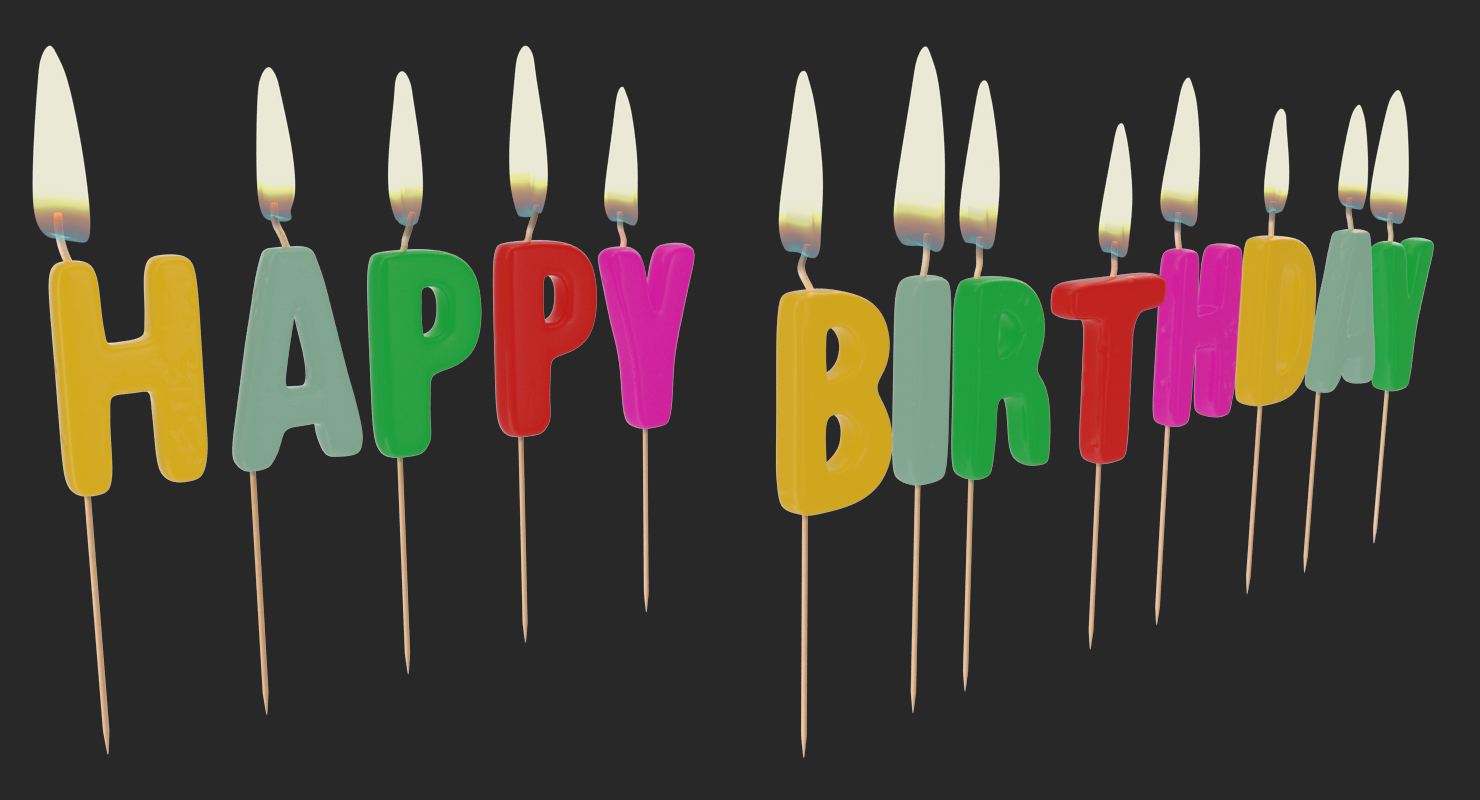 3D Happy Birthday Candles with Flame model