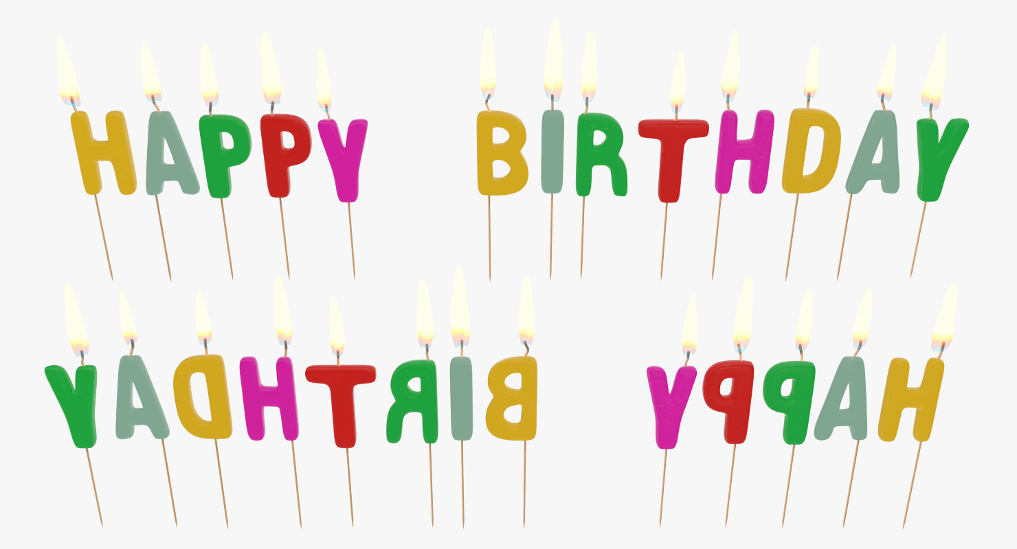 3D Happy Birthday Candles with Flame model
