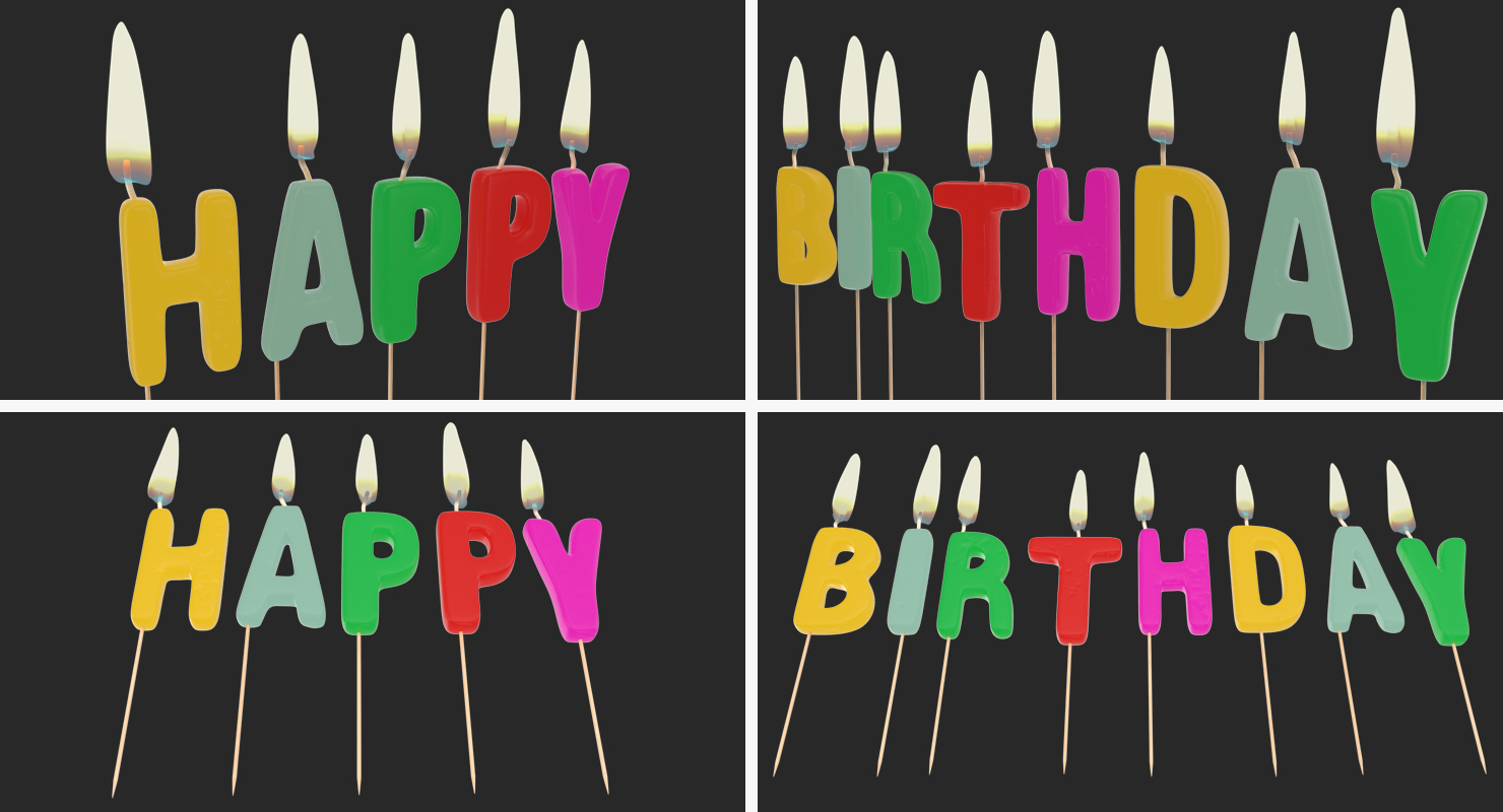 3D Happy Birthday Candles with Flame model