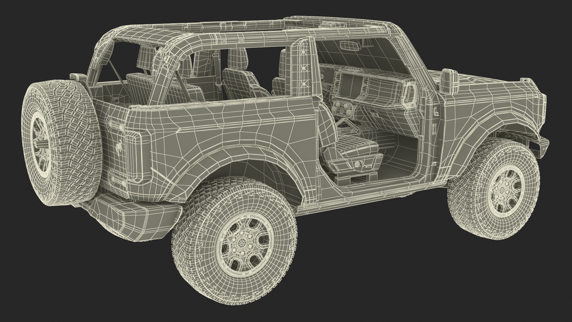 3D 4X4 Ford Bronco Two Door Cactus Gray