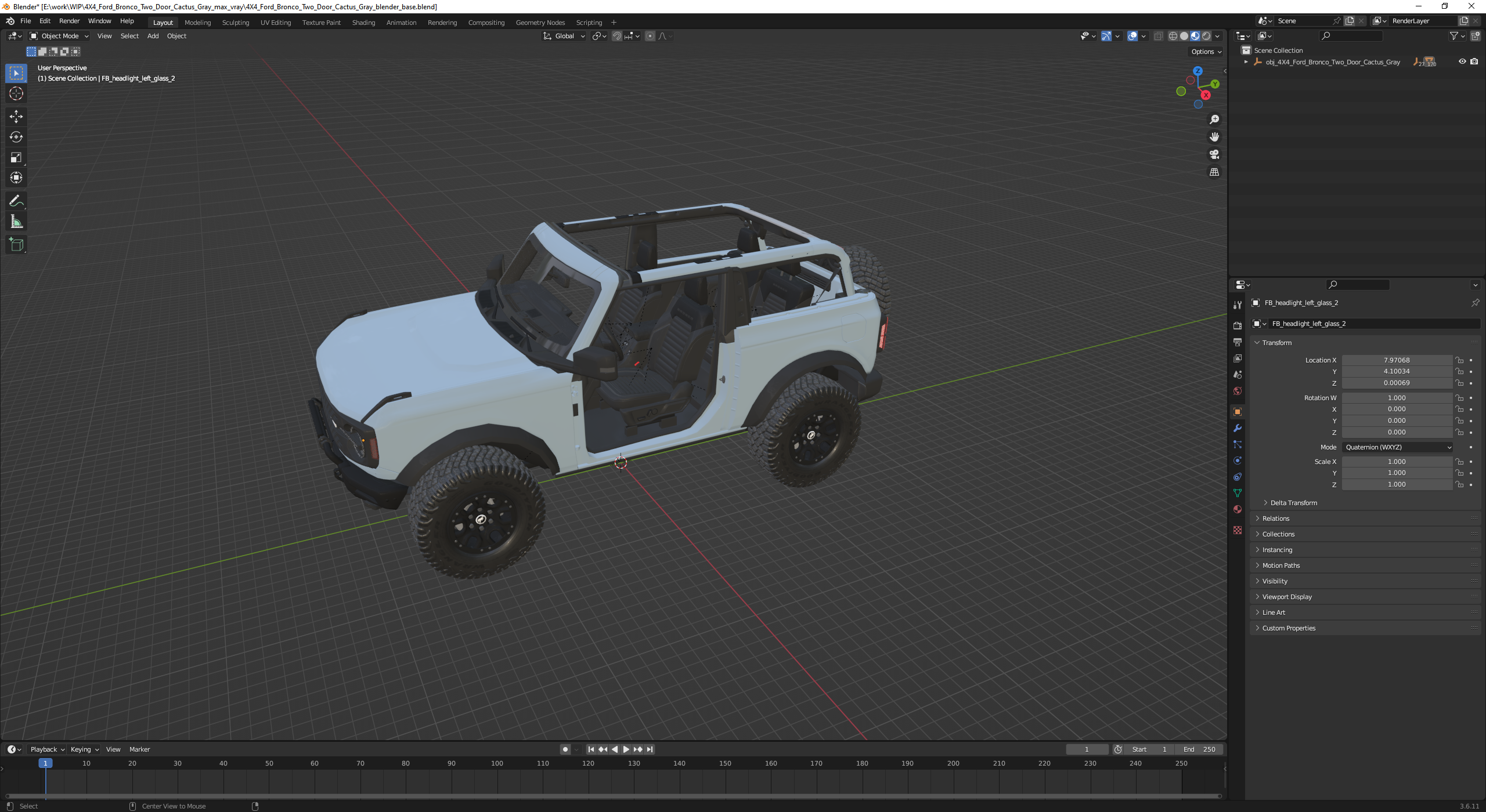 3D 4X4 Ford Bronco Two Door Cactus Gray
