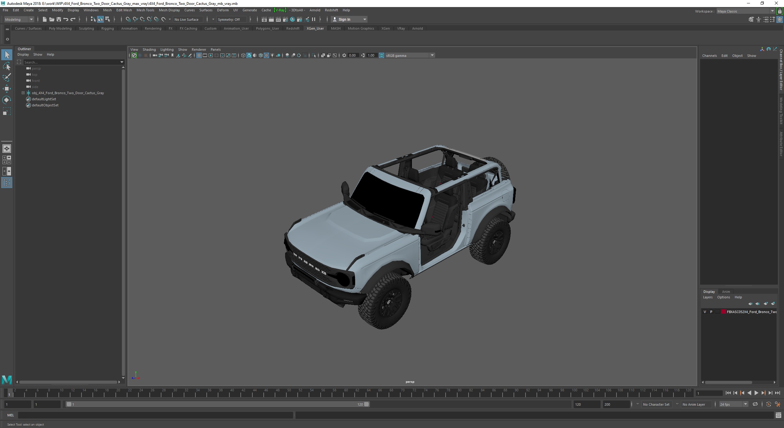 3D 4X4 Ford Bronco Two Door Cactus Gray
