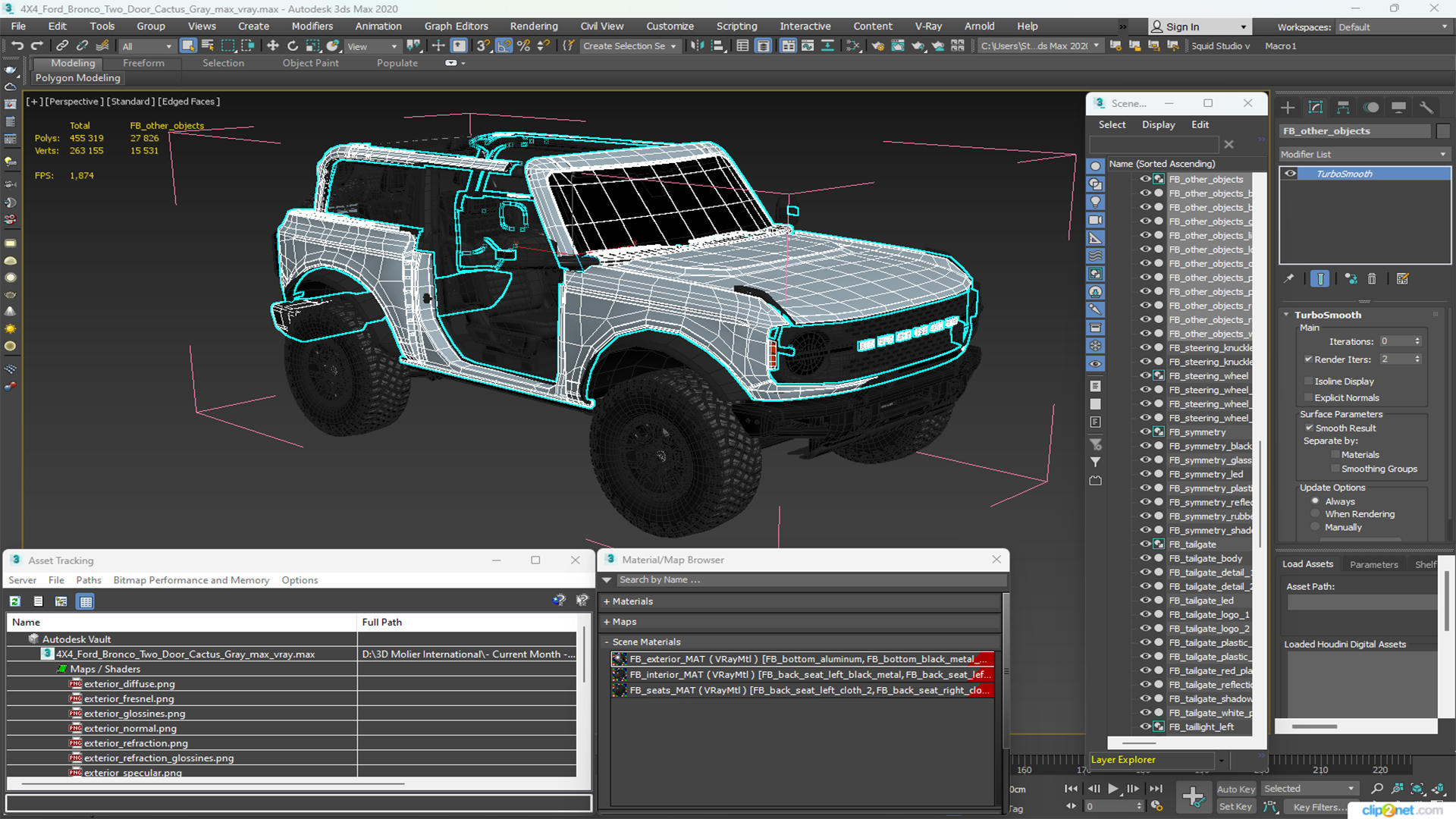 3D 4X4 Ford Bronco Two Door Cactus Gray