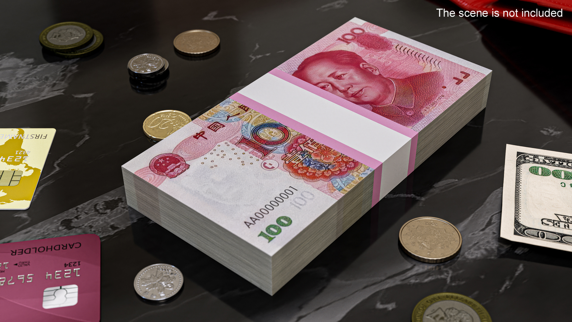 3D China Currency 100 Yuan Banknotes Pack model