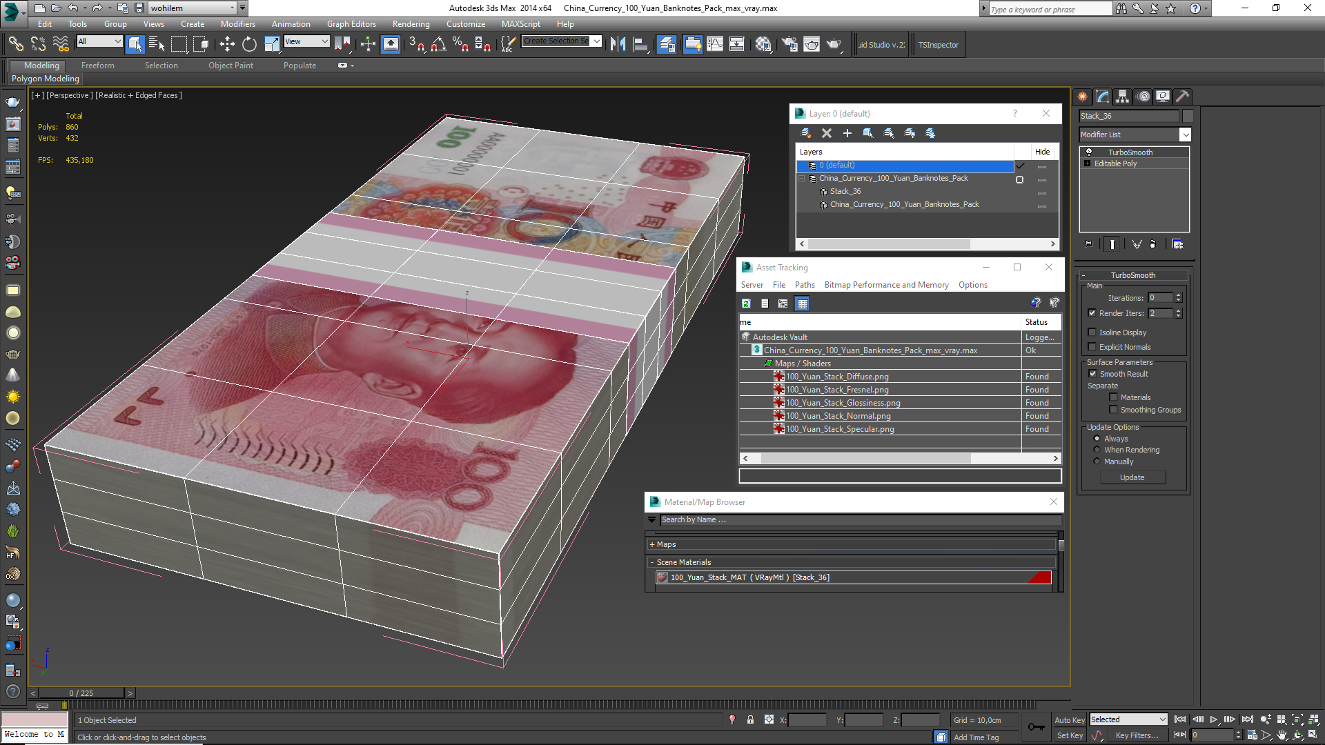 3D China Currency 100 Yuan Banknotes Pack model