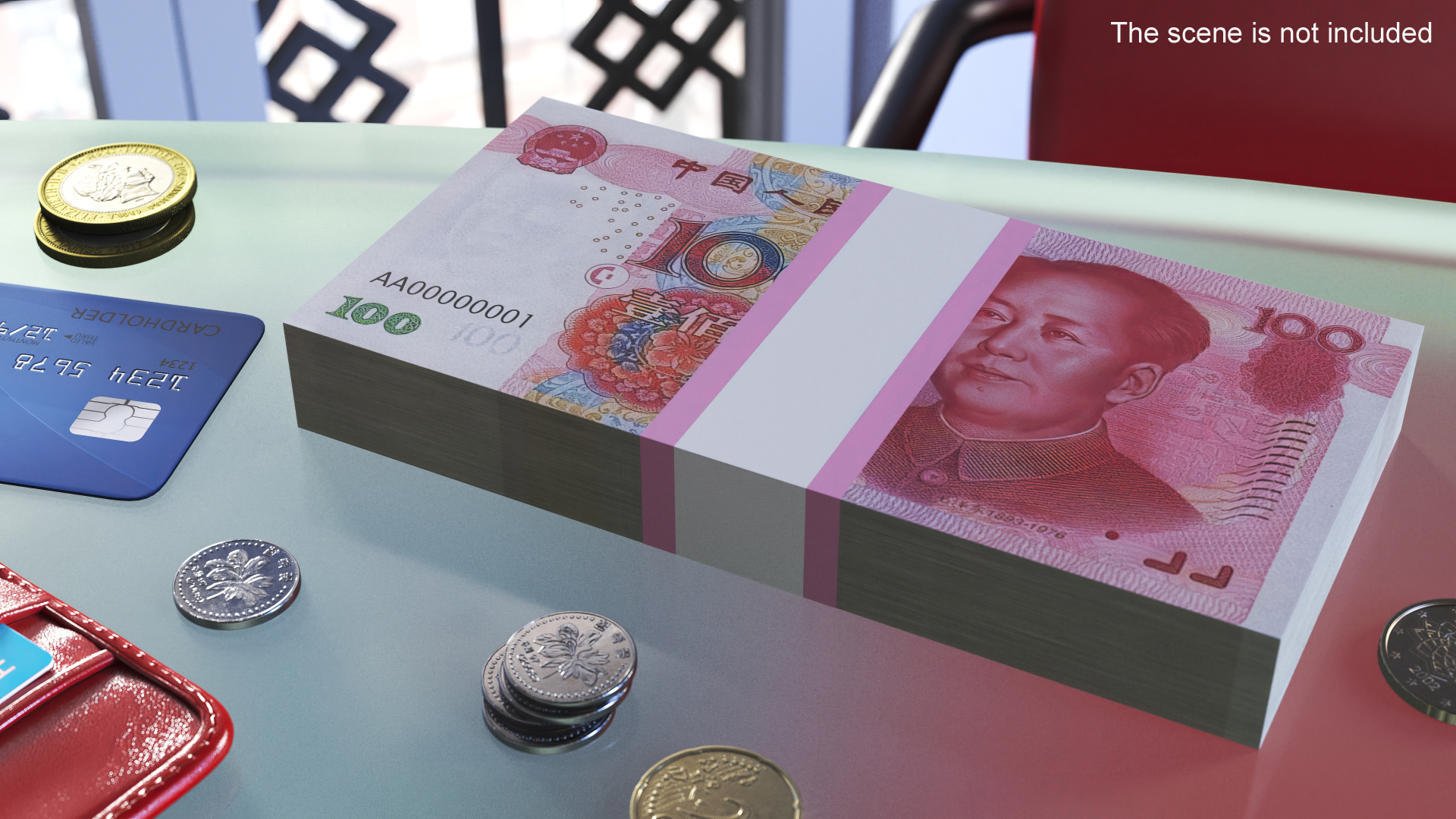3D China Currency 100 Yuan Banknotes Pack model