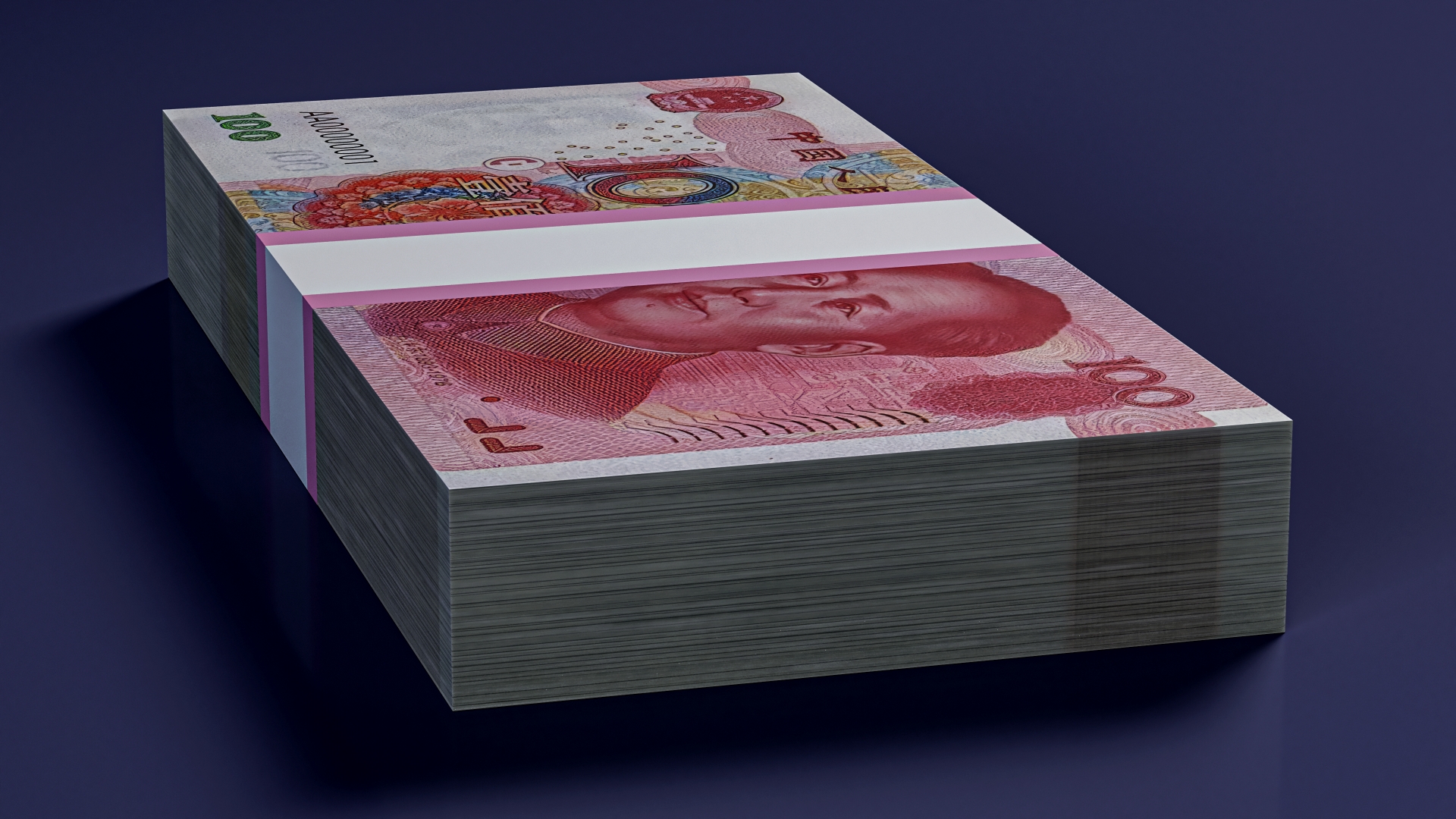 3D China Currency 100 Yuan Banknotes Pack model
