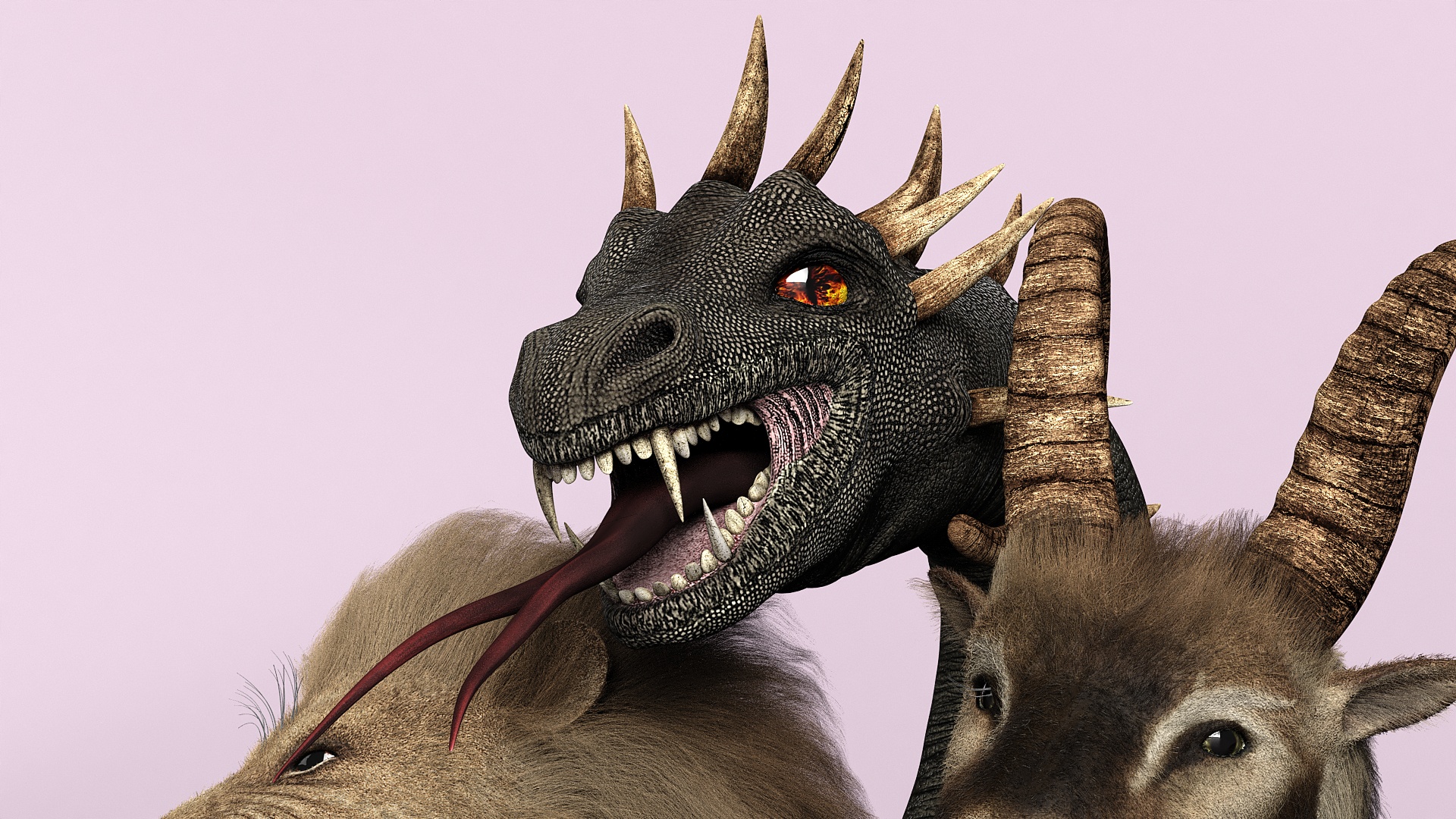 3D model Mythical Chimera with Fur