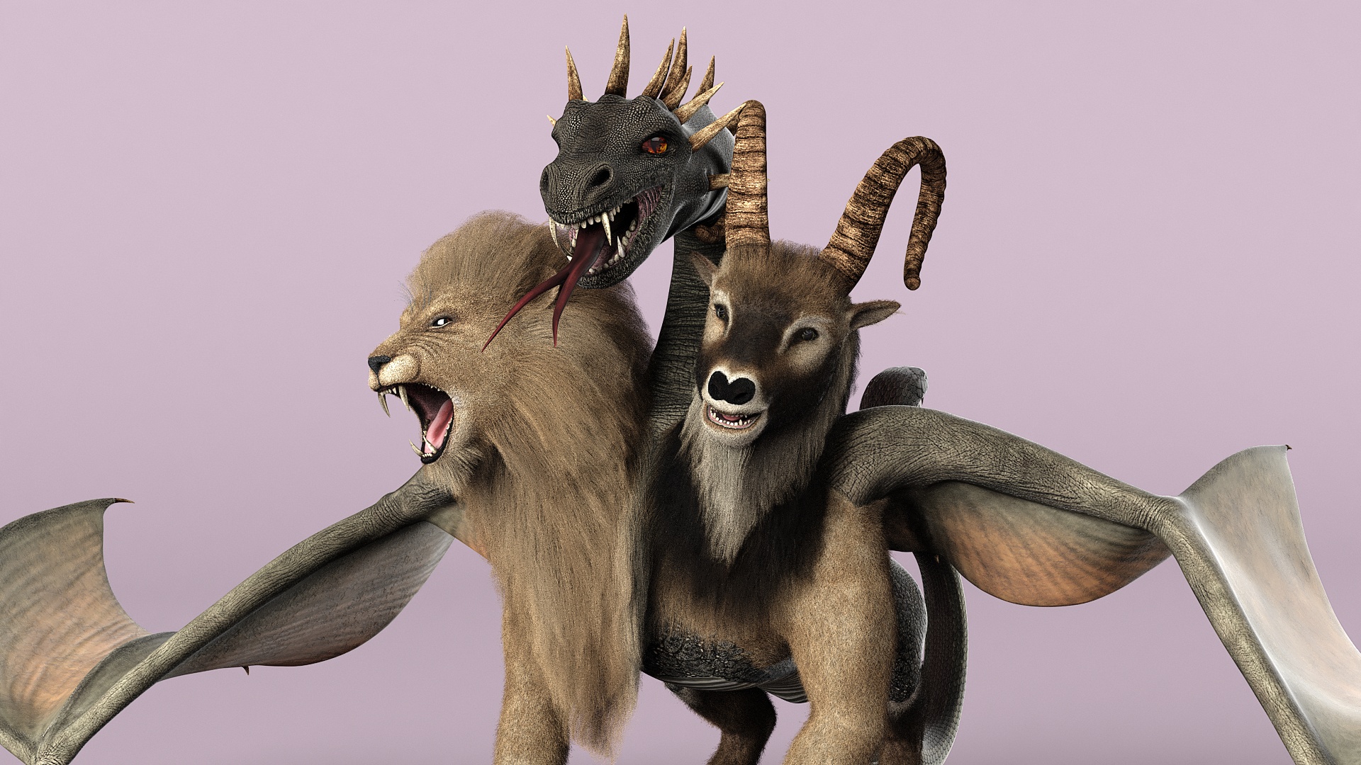 3D model Mythical Chimera with Fur
