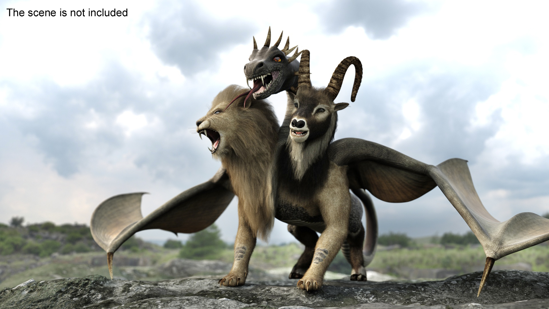 3D model Mythical Chimera with Fur